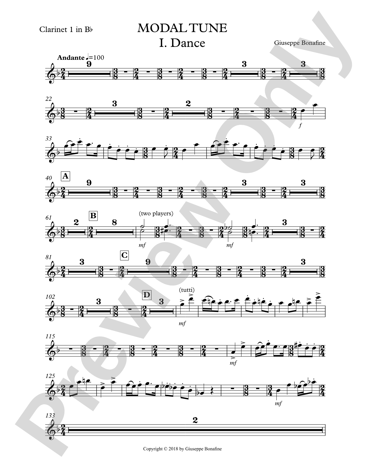 Modal Tune: 1st B-flat Clarinet