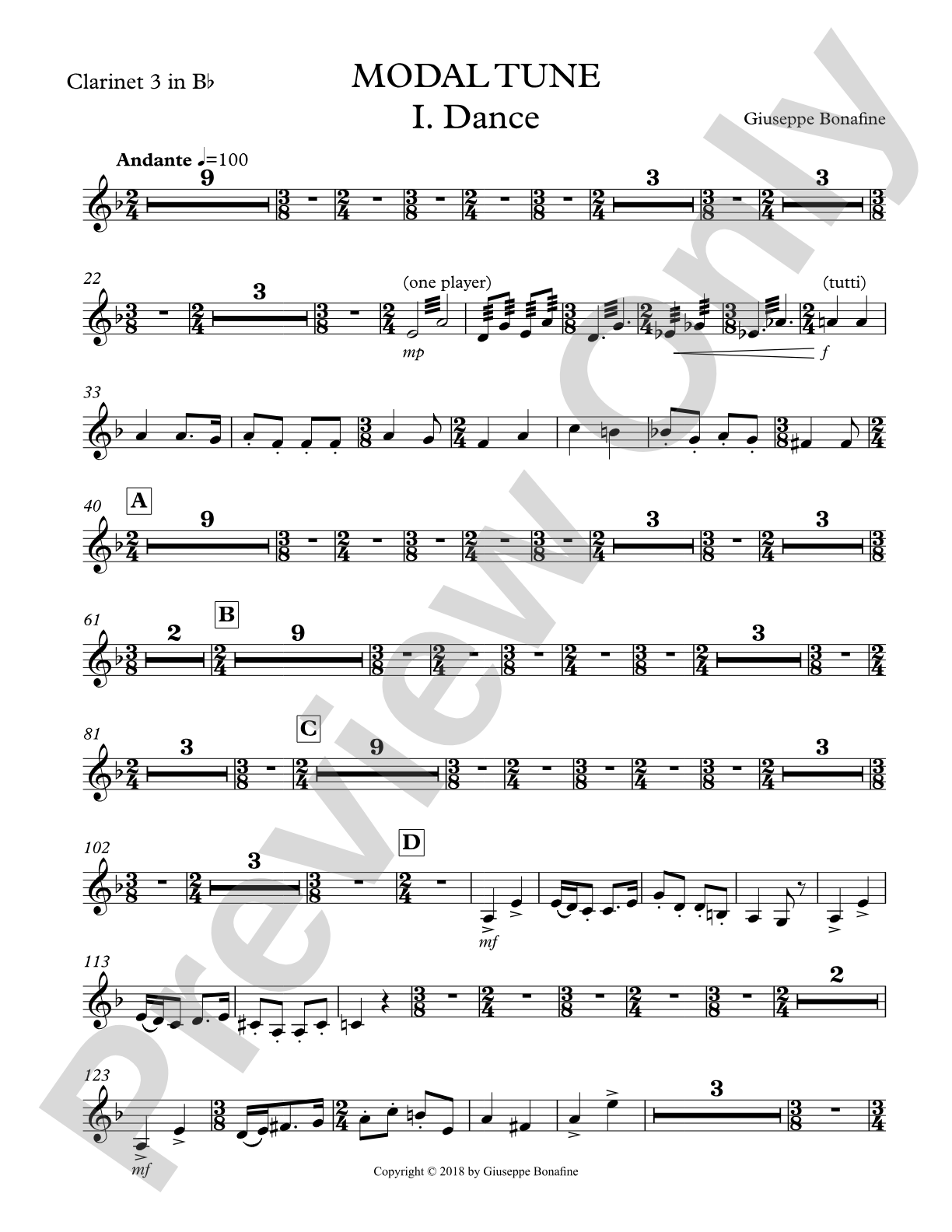 Modal Tune: 3rd B-flat Clarinet