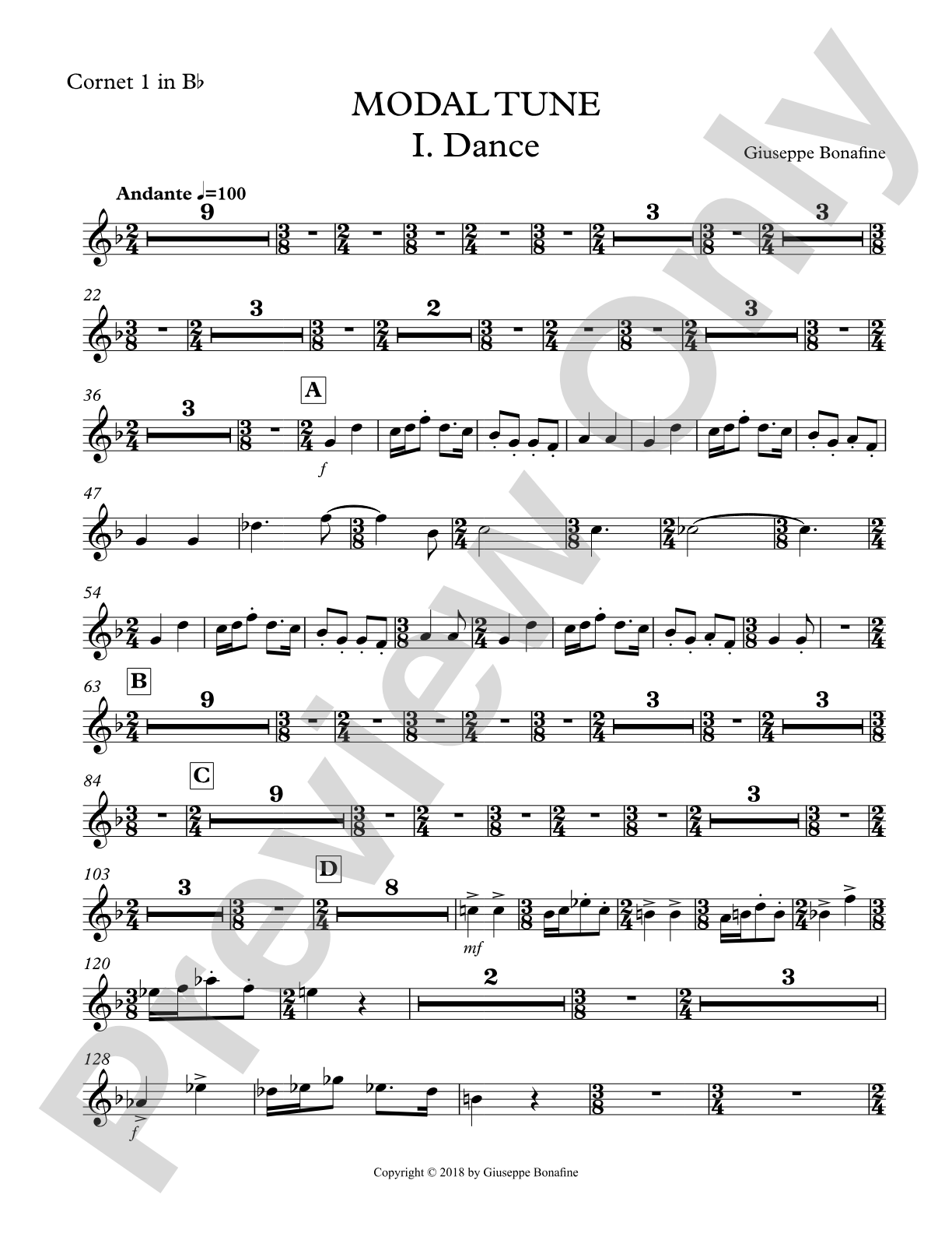 Modal Tune: 1st B-flat Cornet