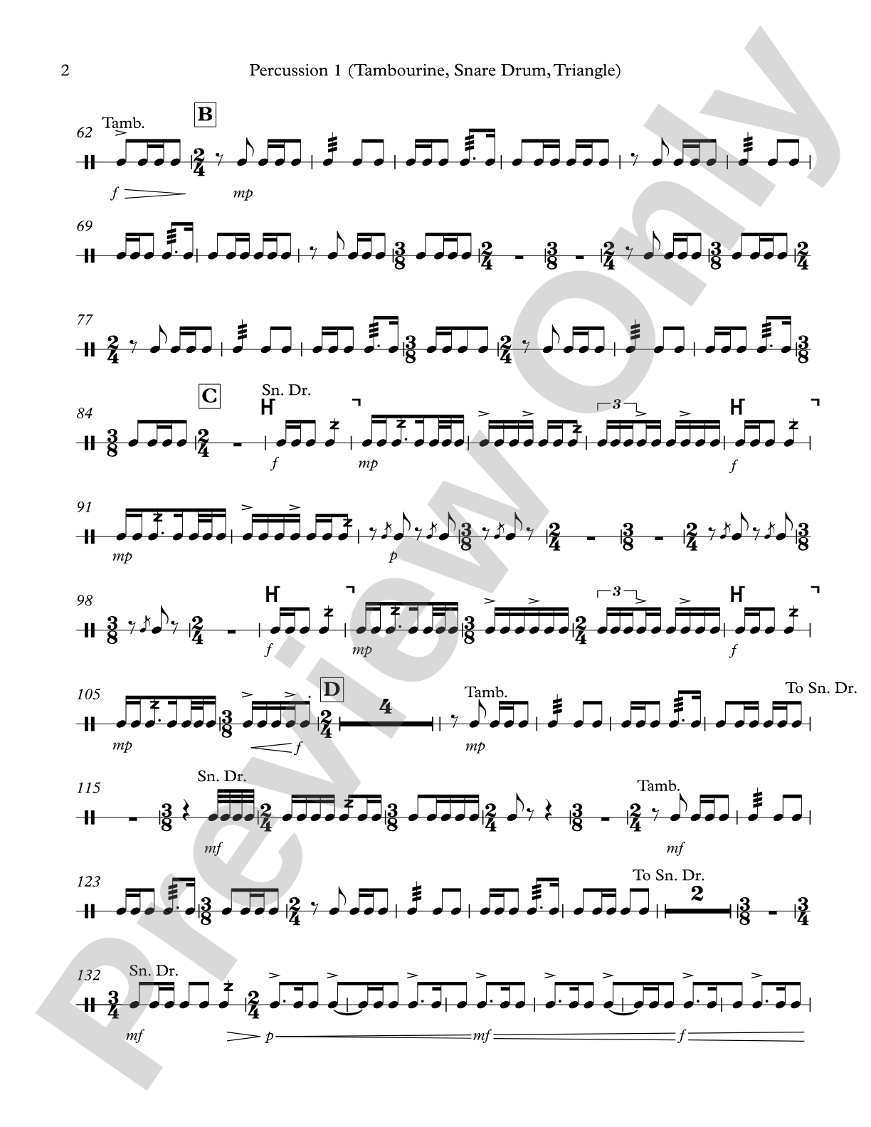 Modal Tune: Percussion 1, (Tambourine, Snare Drum, Triangle)
