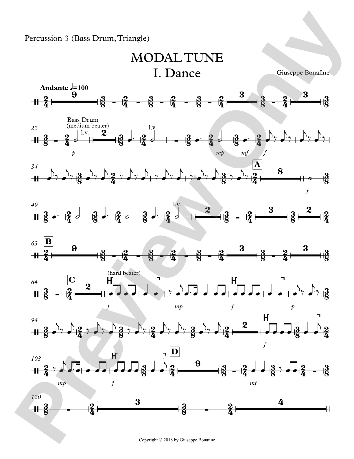 Modal Tune: Percussion 3, (Bass Drum, Triangle)