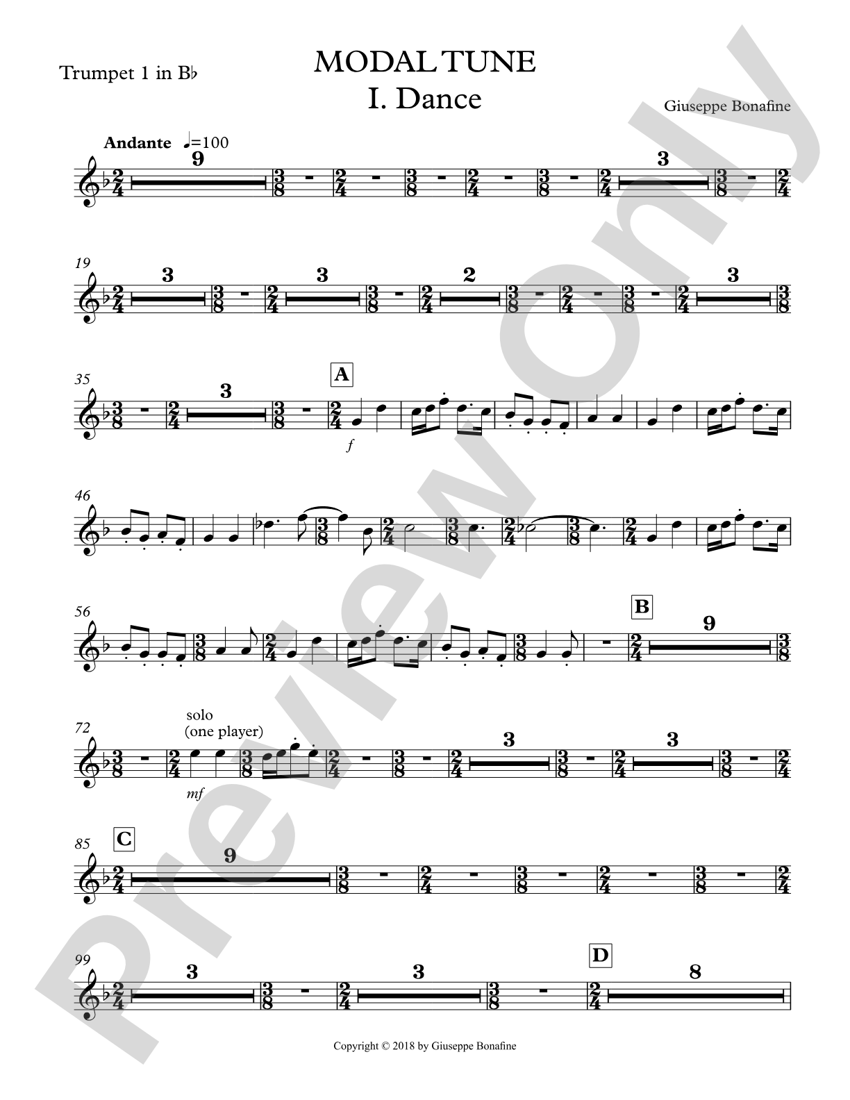 Modal Tune: 1st B-flat Trumpet