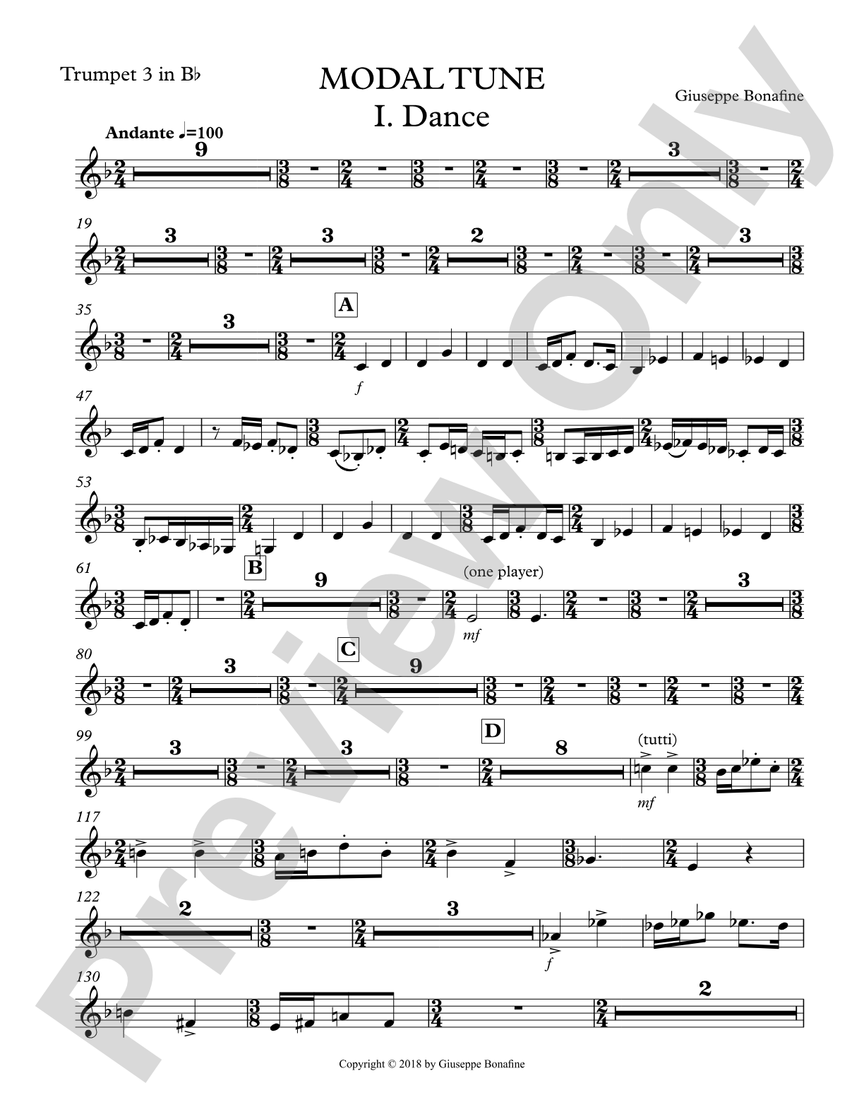 Modal Tune: 3rd B-flat Trumpet