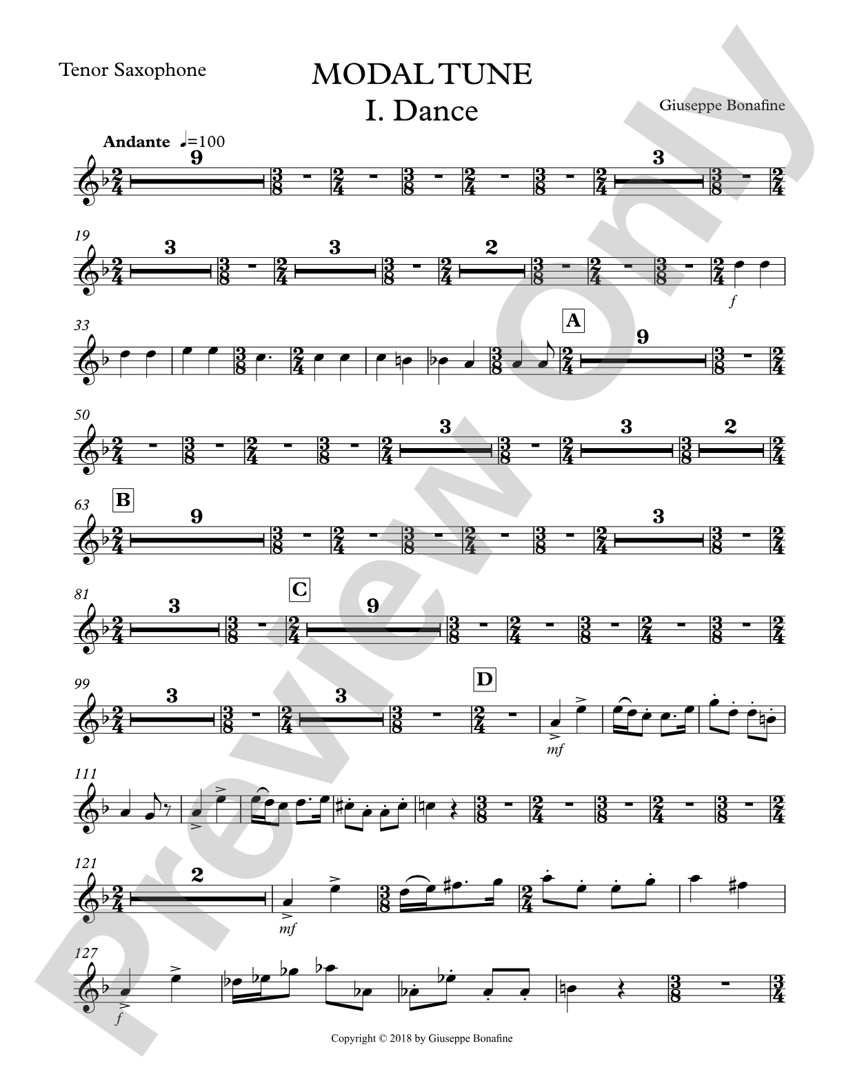 Modal Tune: B-flat Tenor Saxophone
