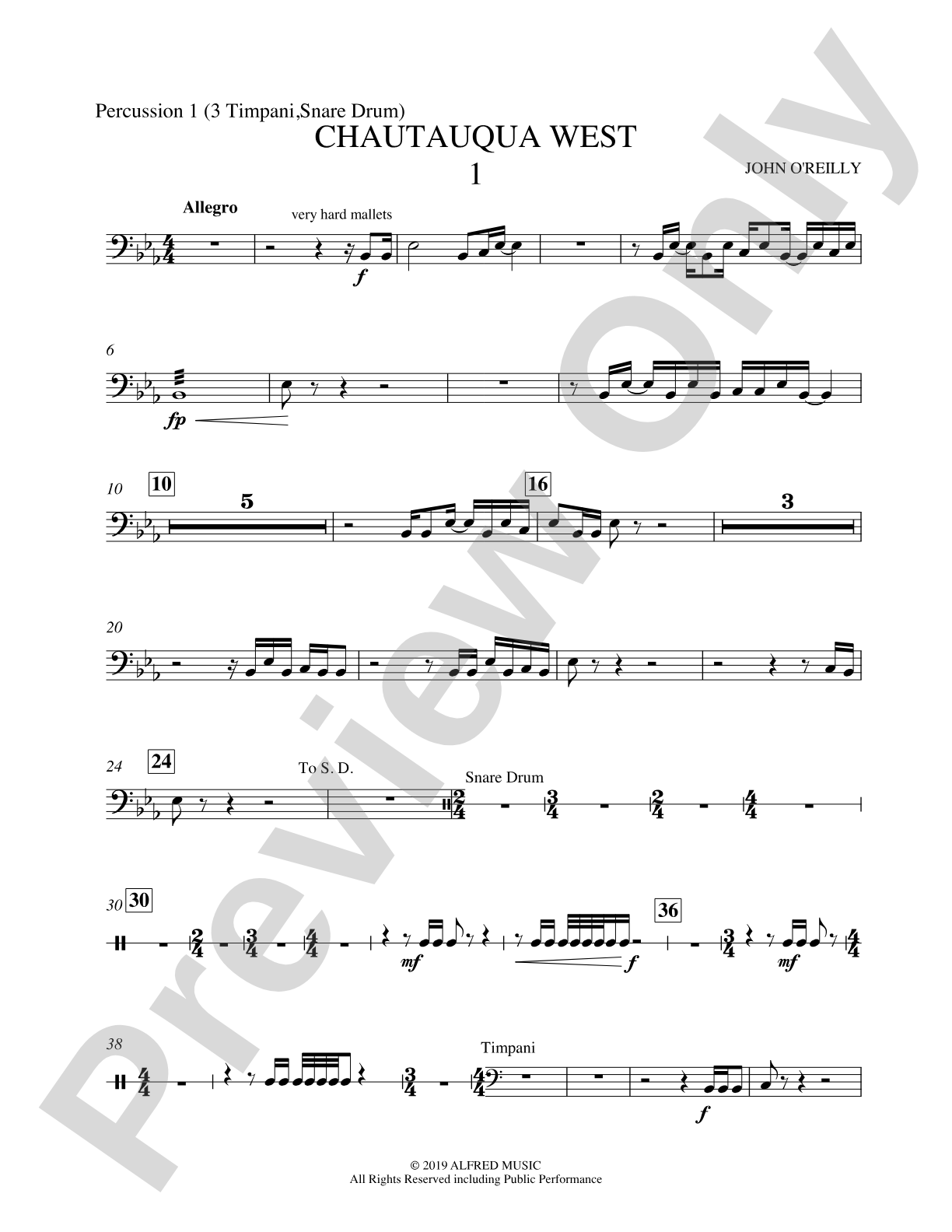 Chautauqua West: Percussion 1, (3 Timpani, Snare Drum)
