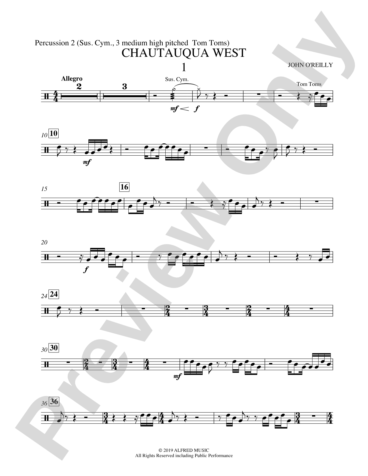 Chautauqua West: Percussion 2, (Suspended Cymbal, Tom Toms)