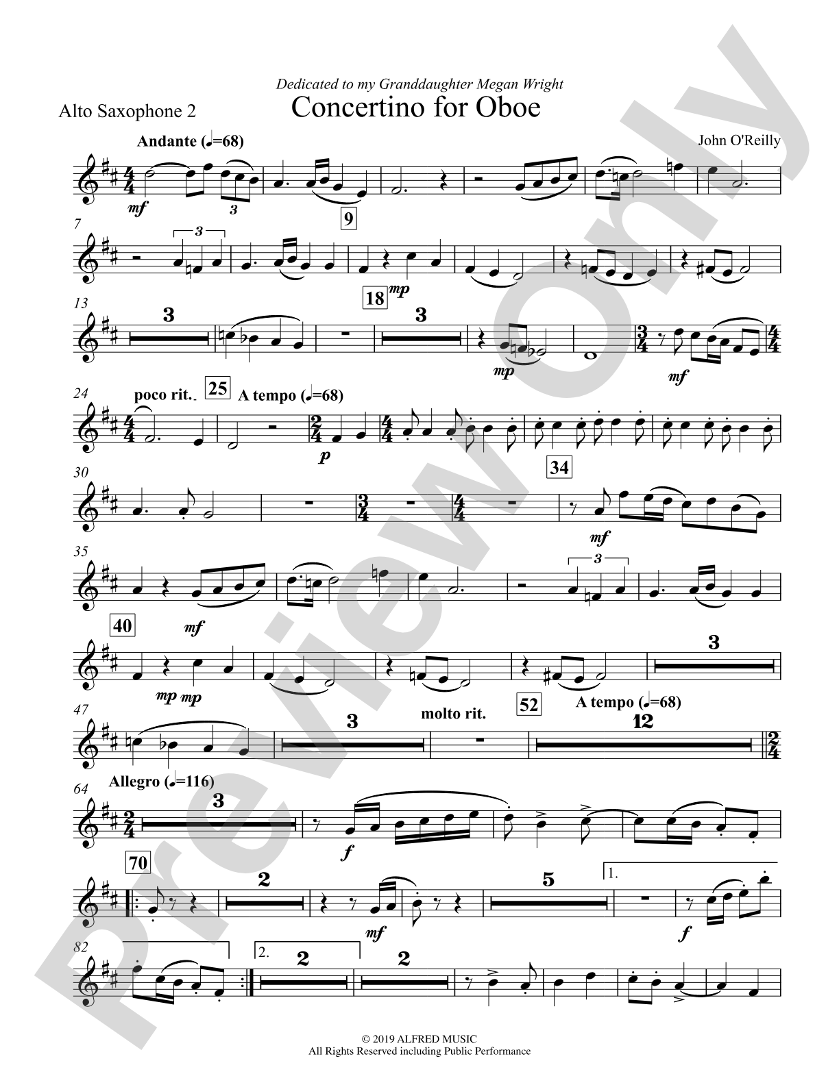 Concertino for Oboe: 2nd E-flat Alto Saxophone