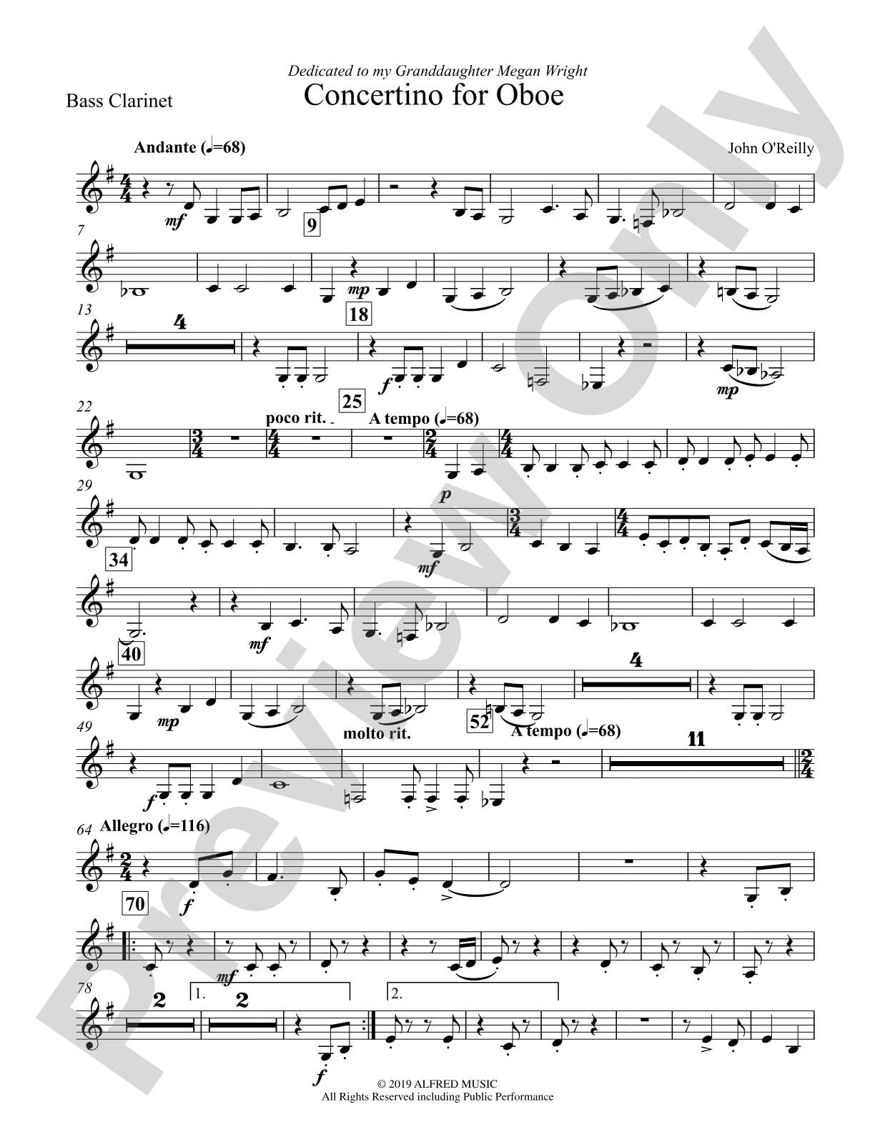 Concertino for Oboe: B-flat Bass Clarinet