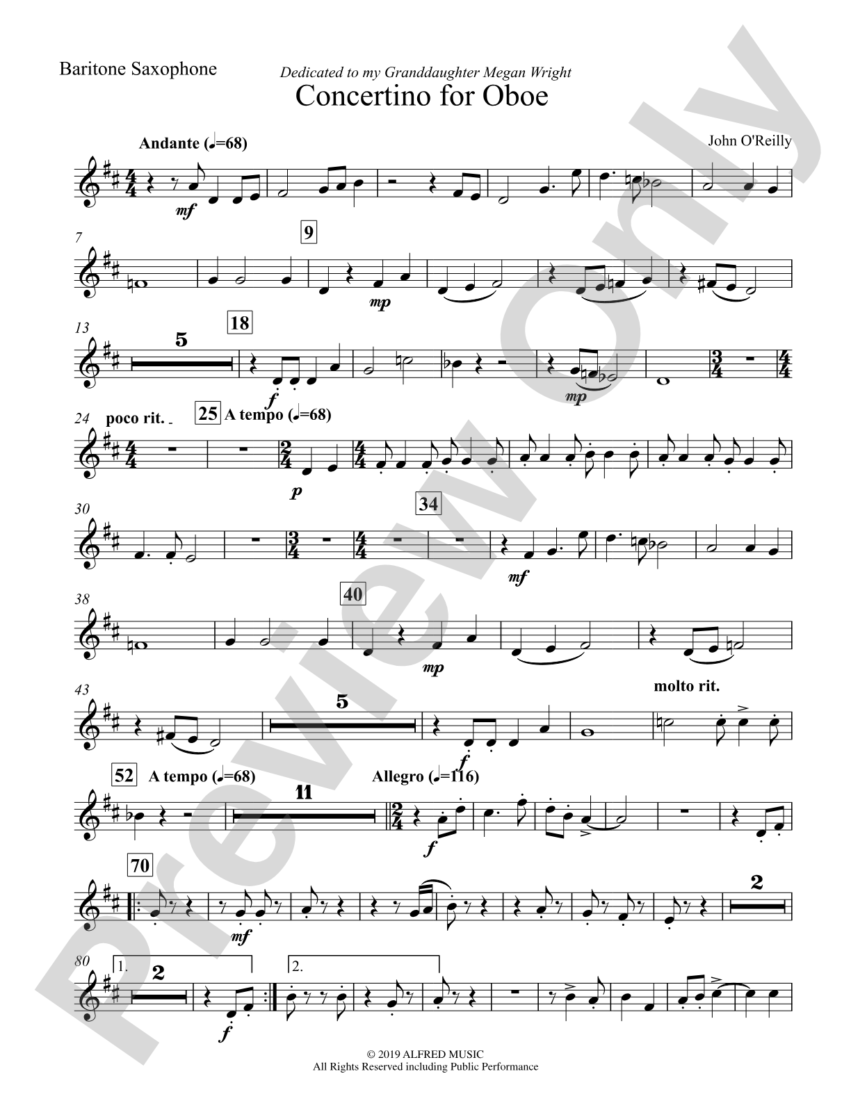 Concertino for Oboe: E-flat Baritone Saxophone