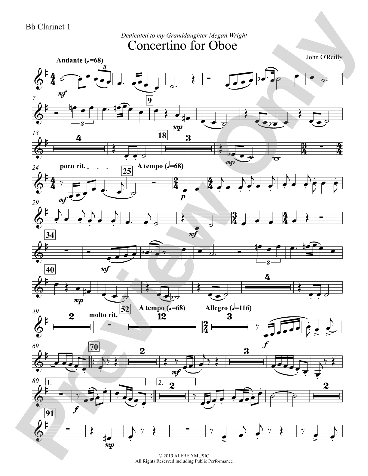 Concertino for Oboe: 1st B-flat Clarinet