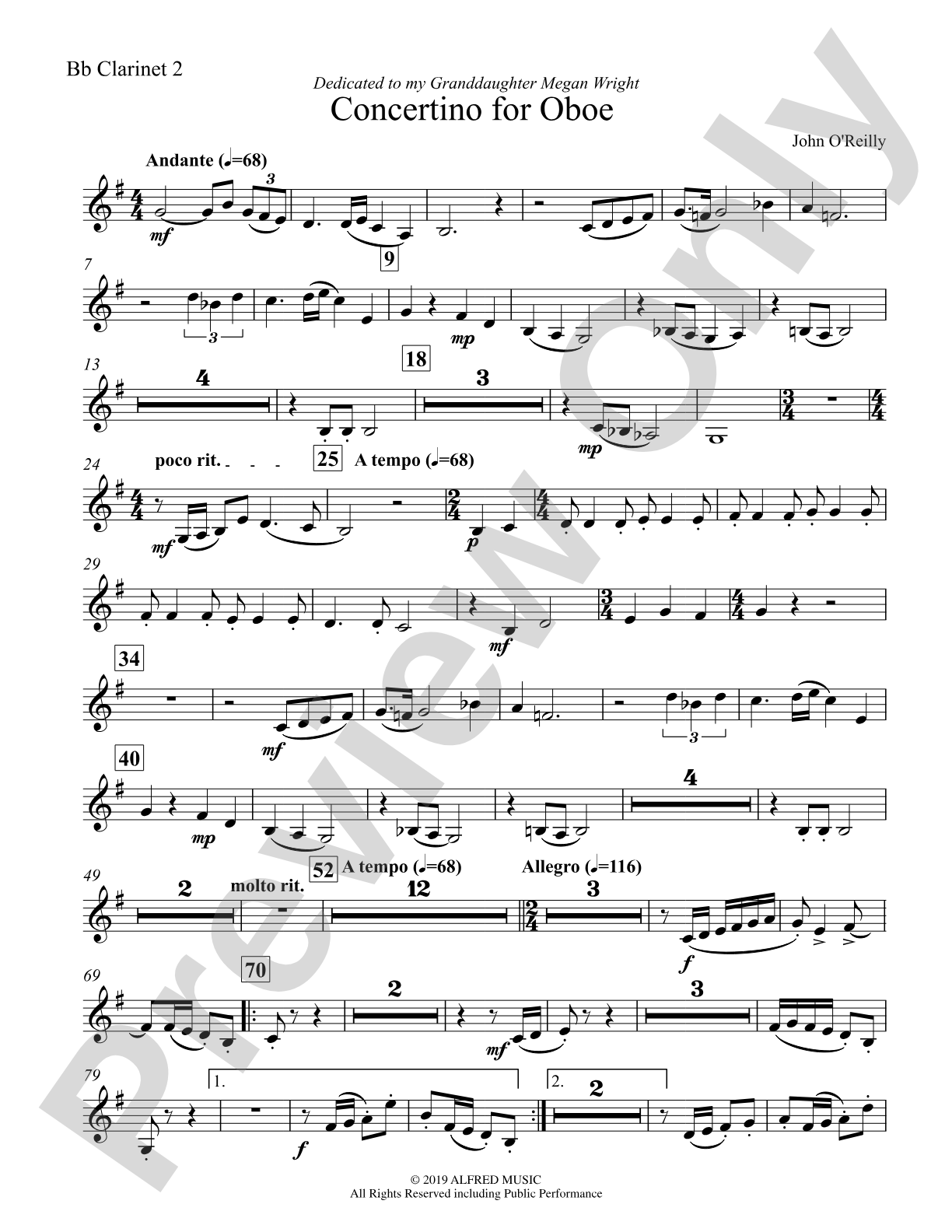 Concertino for Oboe: 2nd B-flat Clarinet