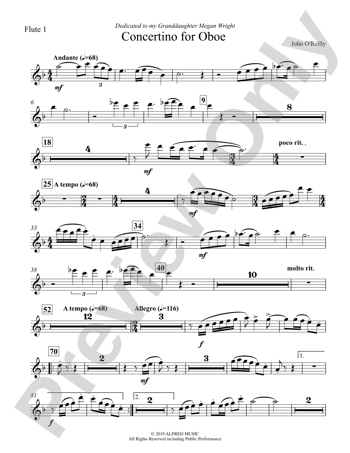 Concertino for Oboe: 1st Flute