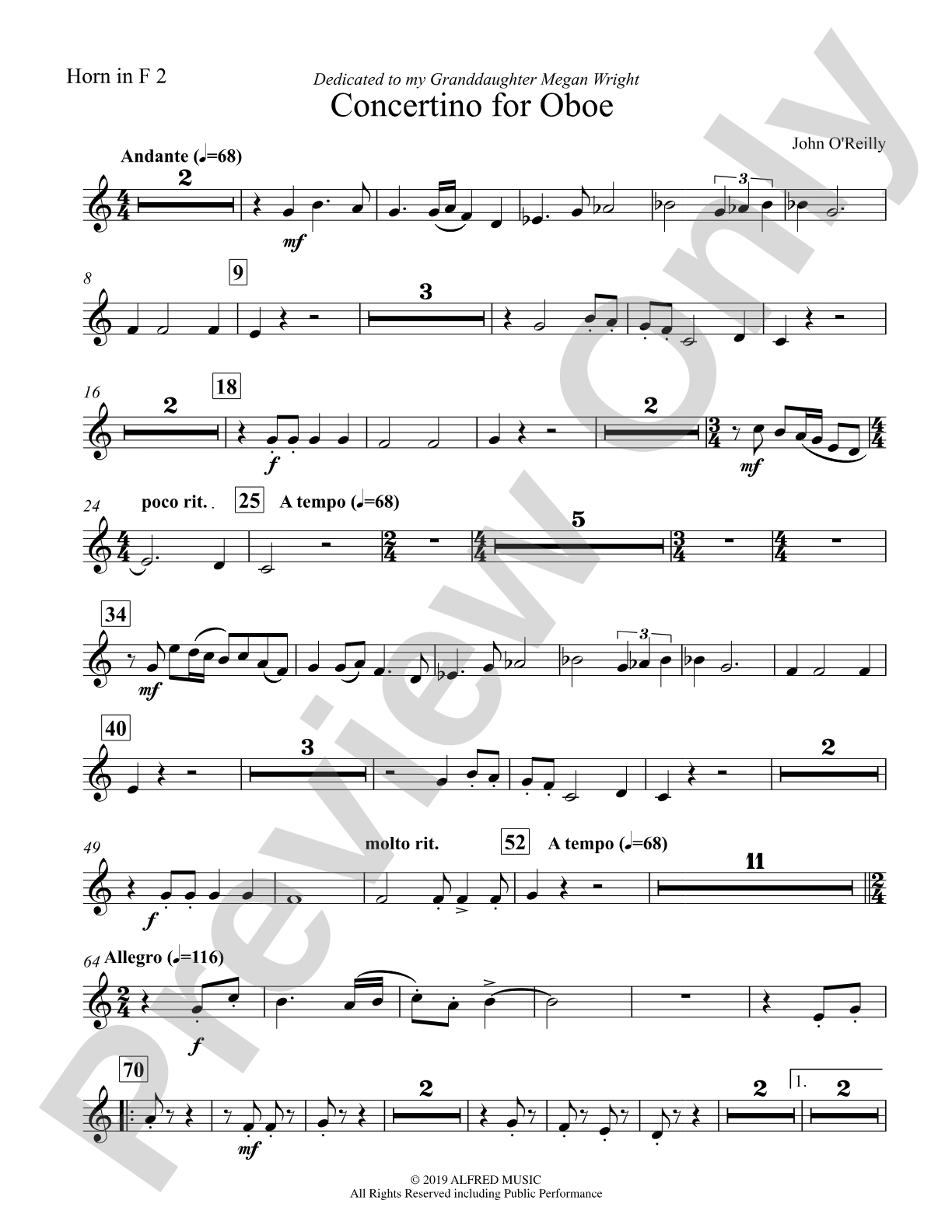 Concertino for Oboe: 2nd Horn in F