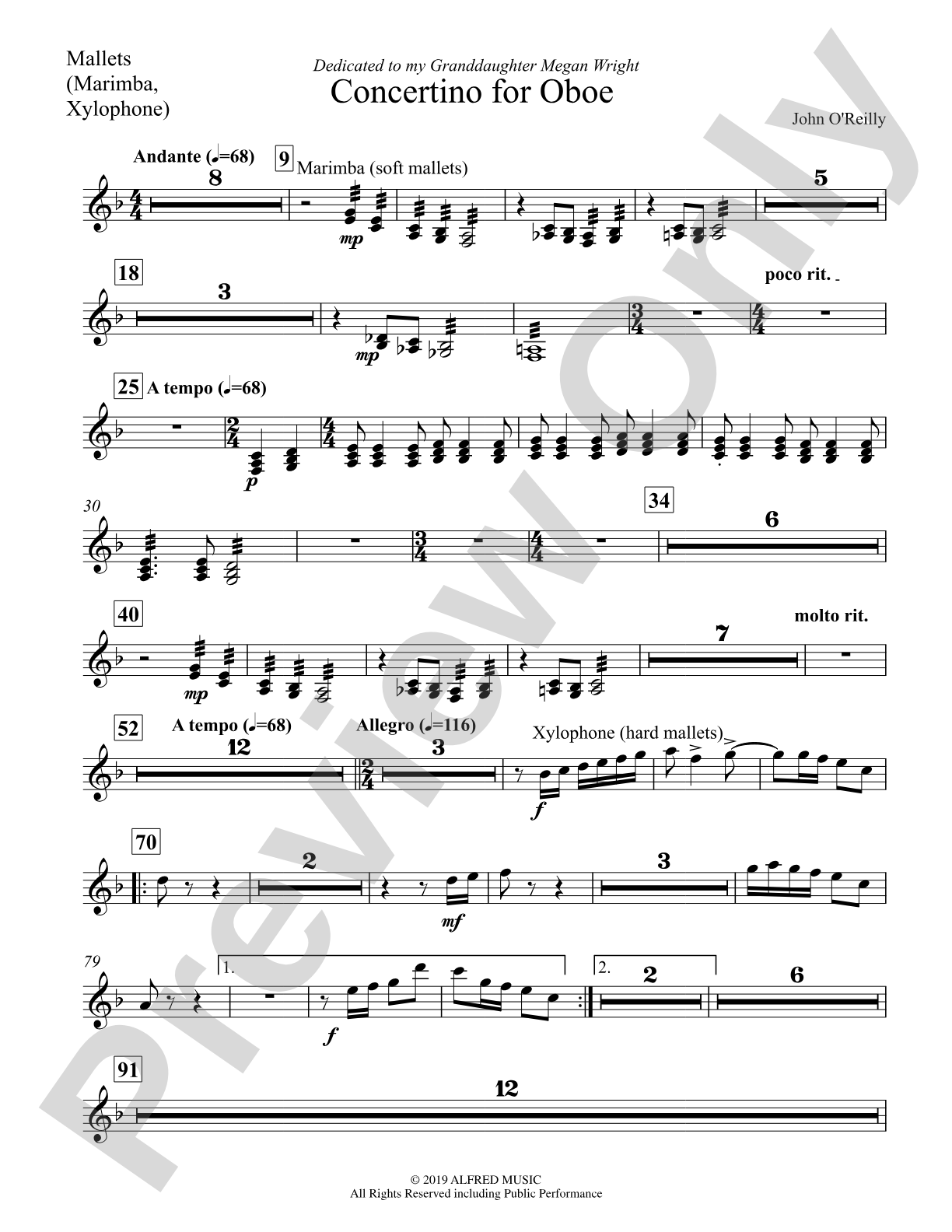 Concertino for Oboe: Mallets (Marimba, Xylophone)