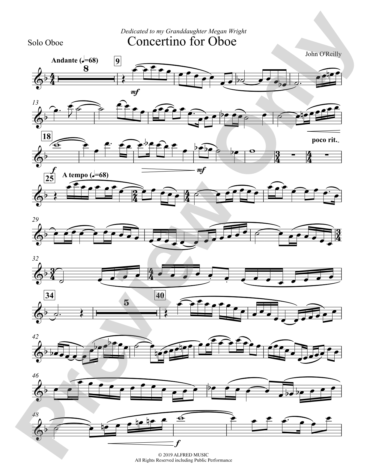 Concertino for Oboe: Oboe Solo