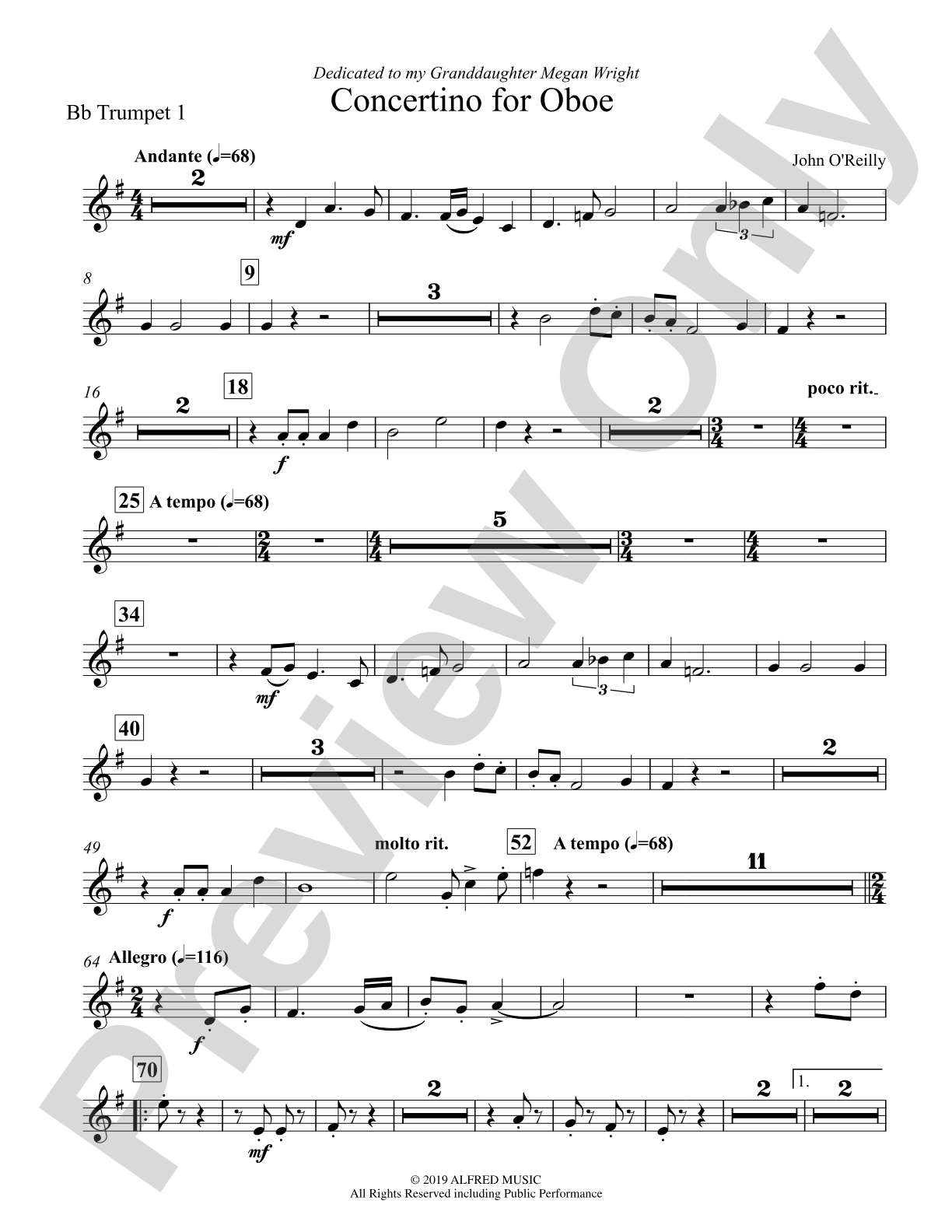 Concertino for Oboe: 1st B-flat Trumpet