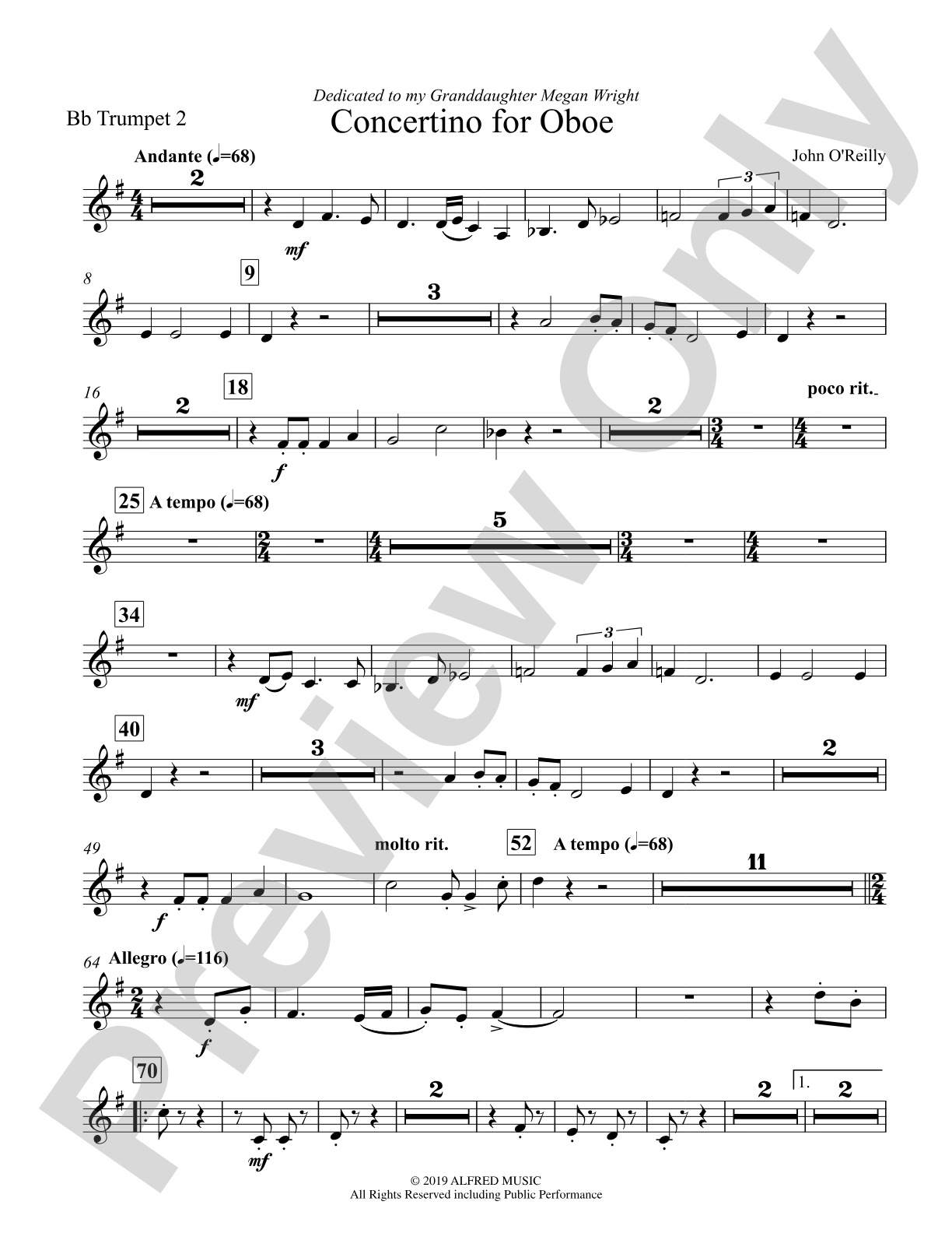 Concertino for Oboe: 2nd B-flat Trumpet
