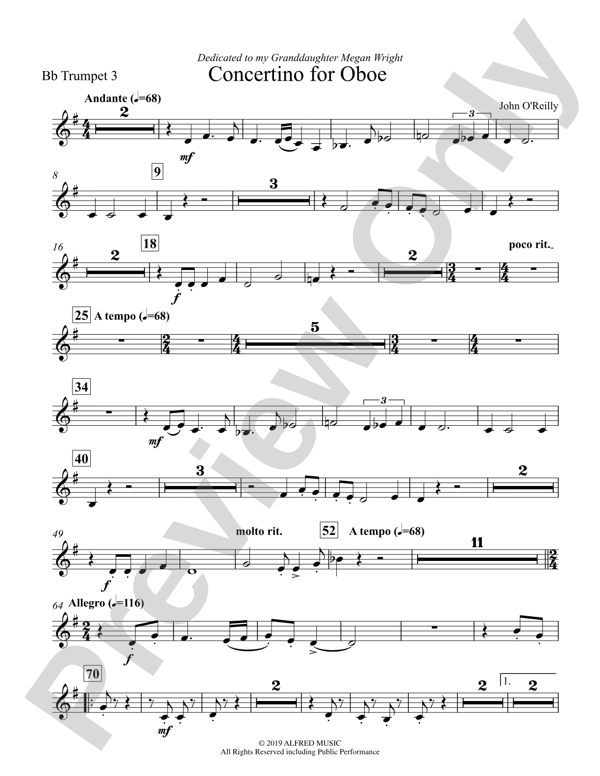 Concertino for Oboe: 3rd B-flat Trumpet