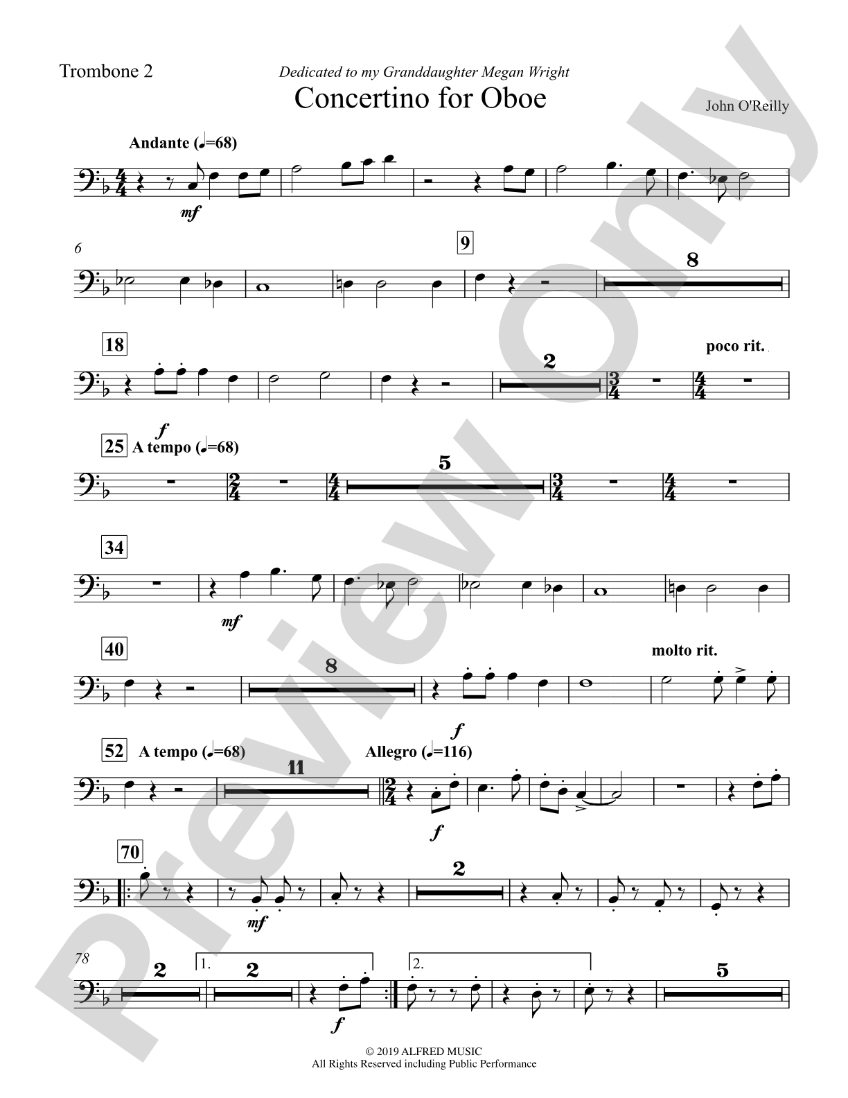 Concertino for Oboe: 2nd Trombone