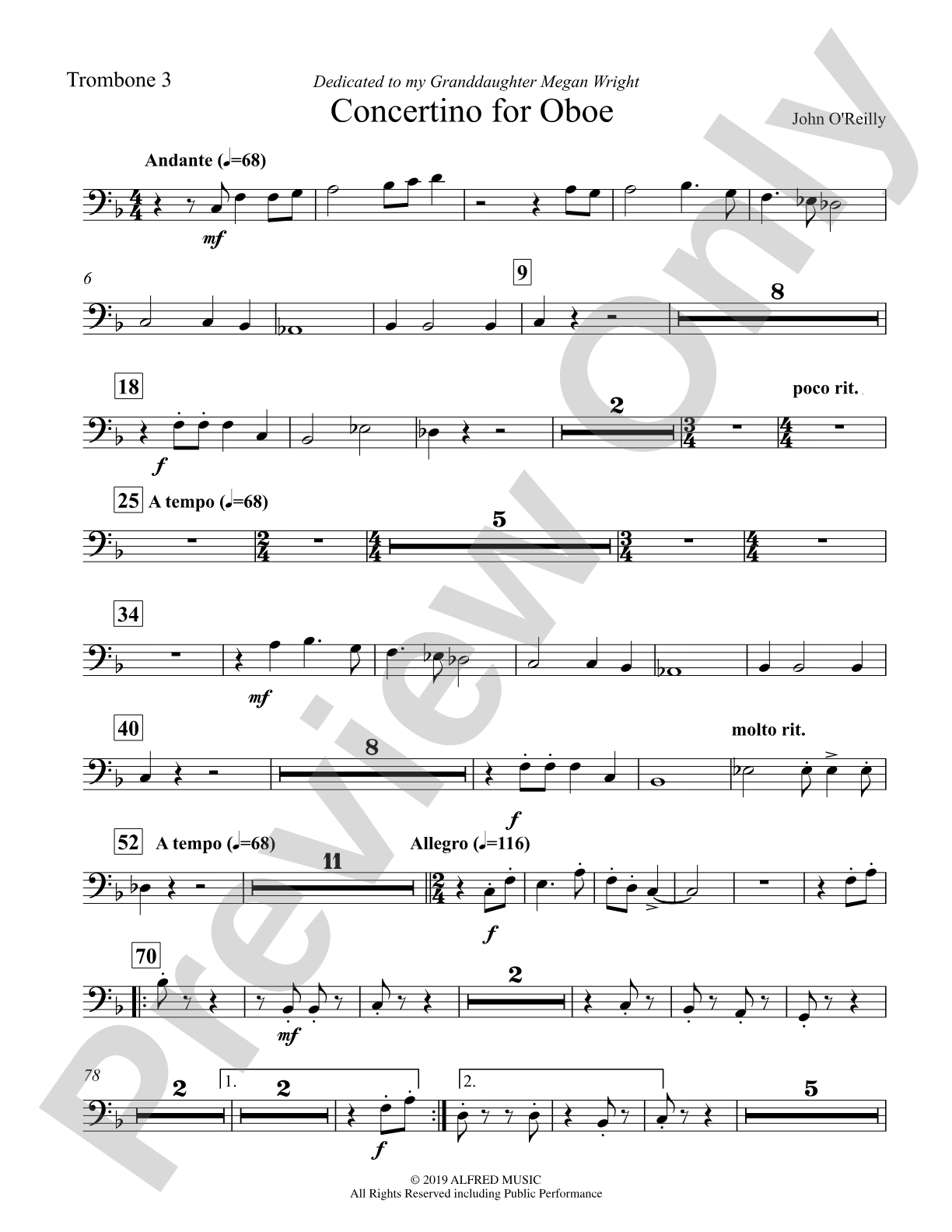 Concertino for Oboe: 3rd Trombone