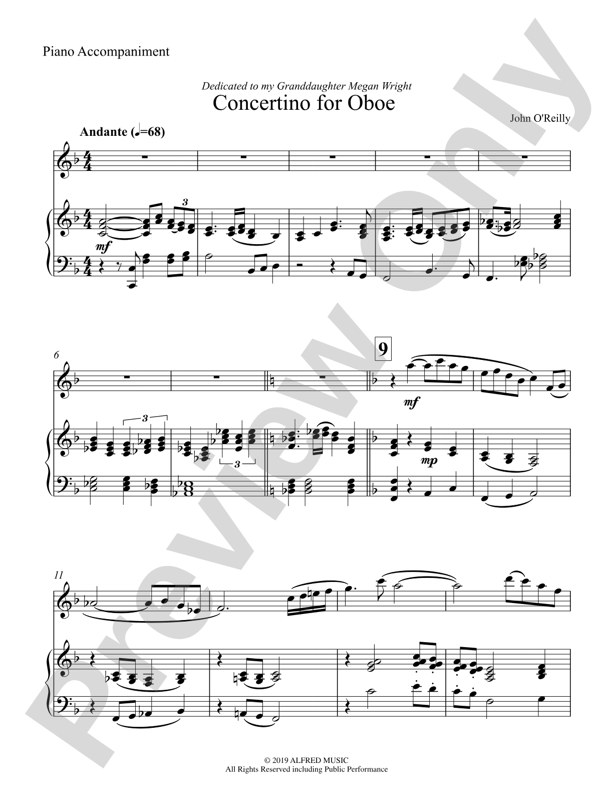 Concertino for Oboe: Piano Accompaniment