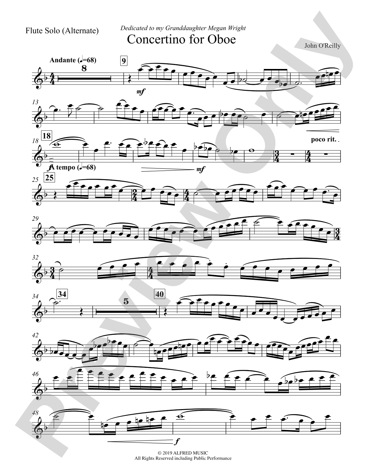 Concertino for Oboe: Flute Solo (Alternate)