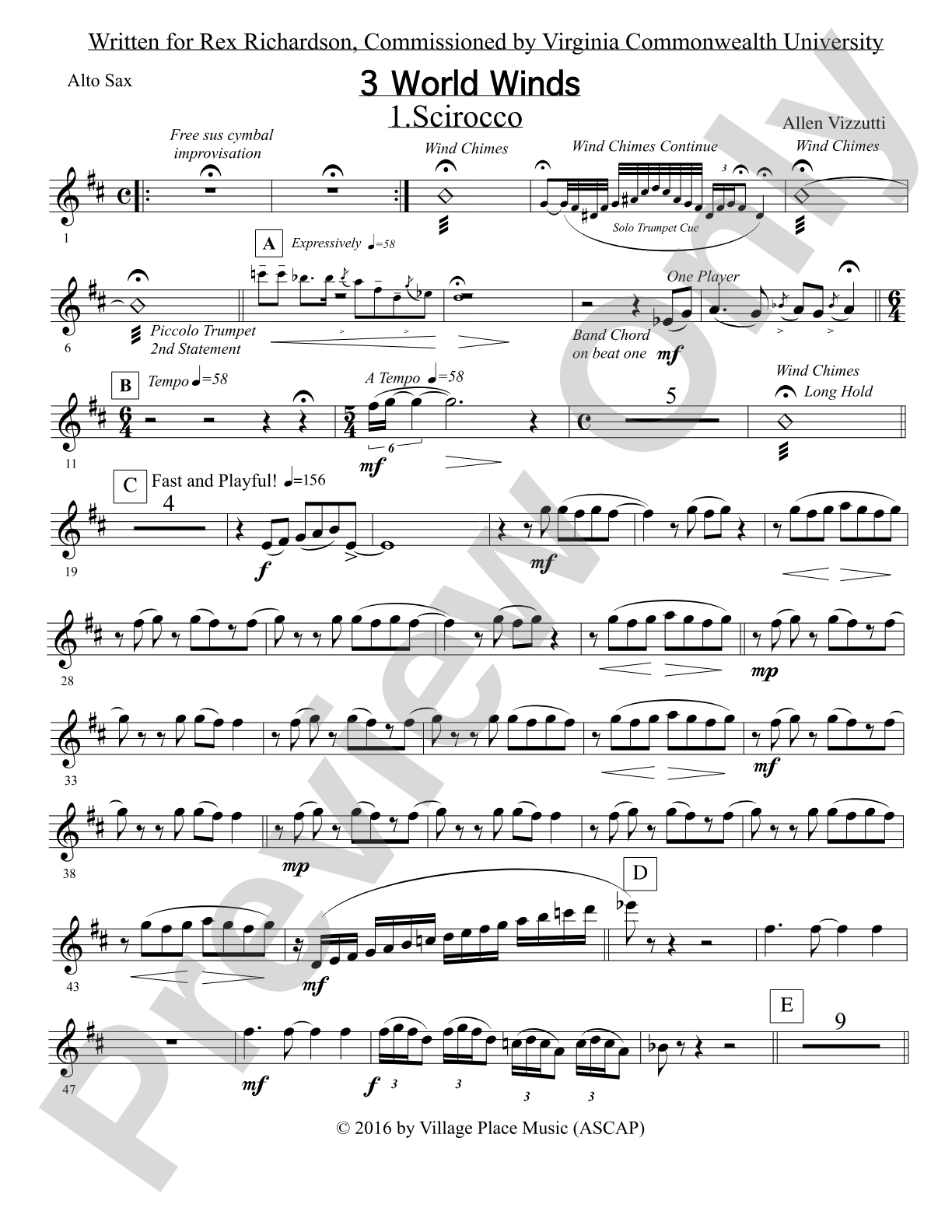 Three World Winds: E-flat Alto Saxophone