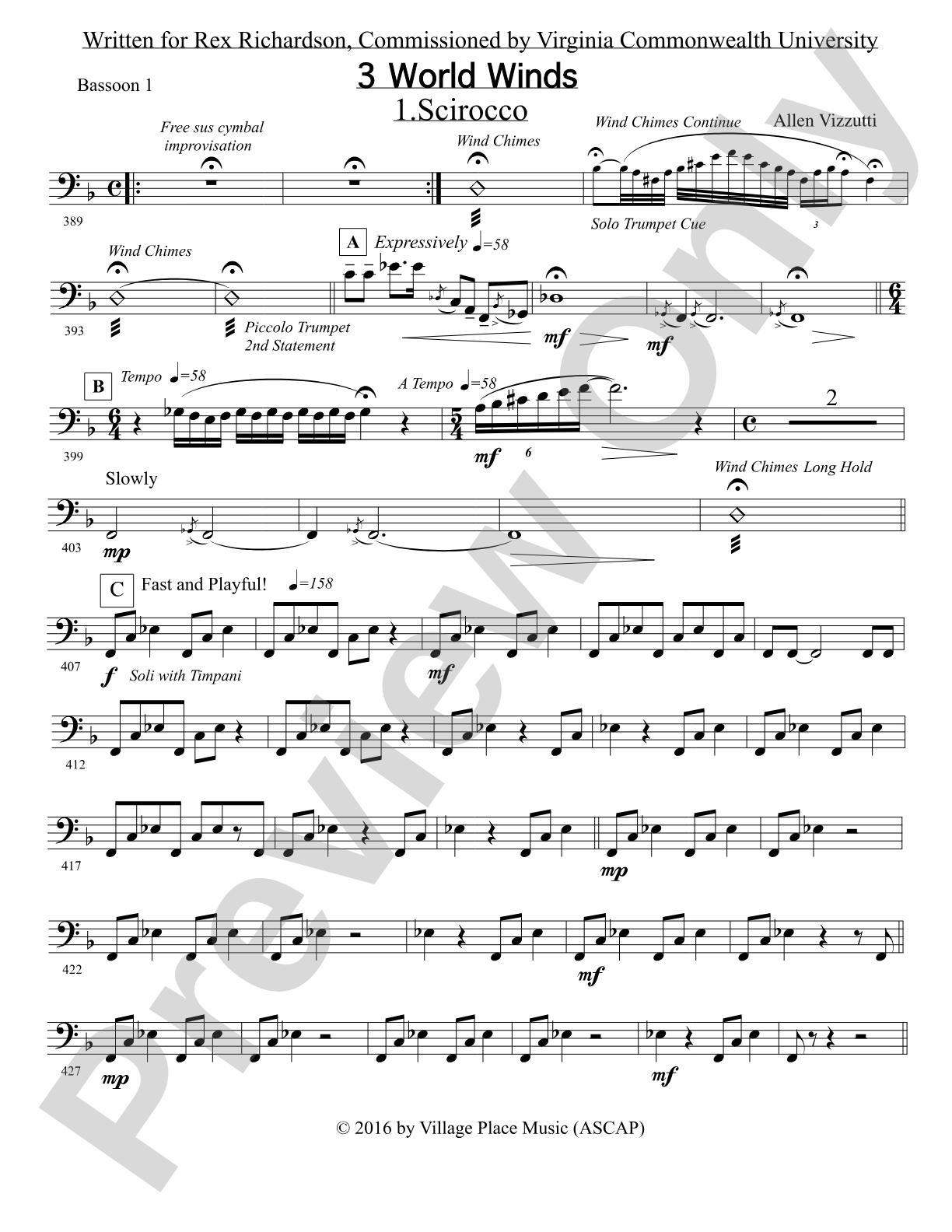 Three World Winds: 1st Bassoon