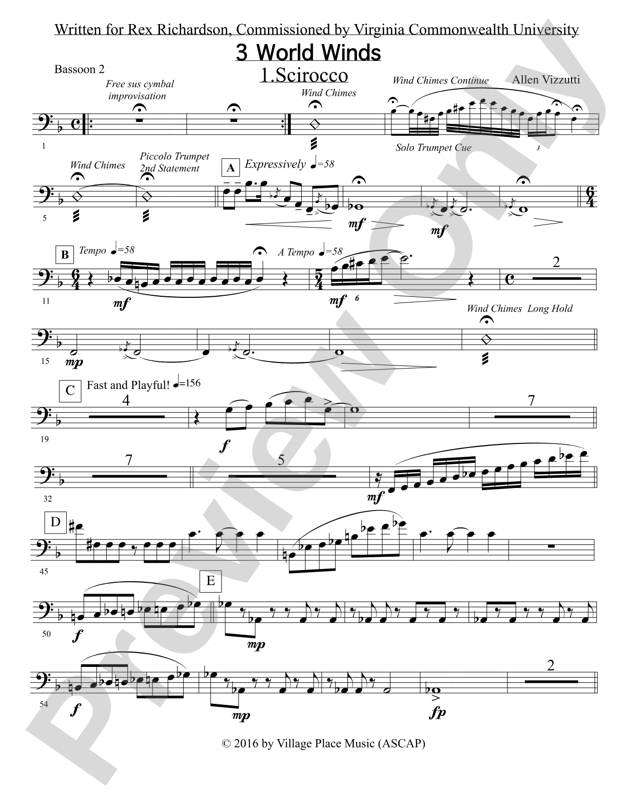 Three World Winds: 2nd Bassoon