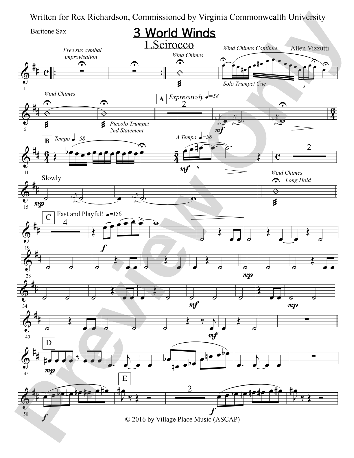 Three World Winds: E-flat Baritone Saxophone
