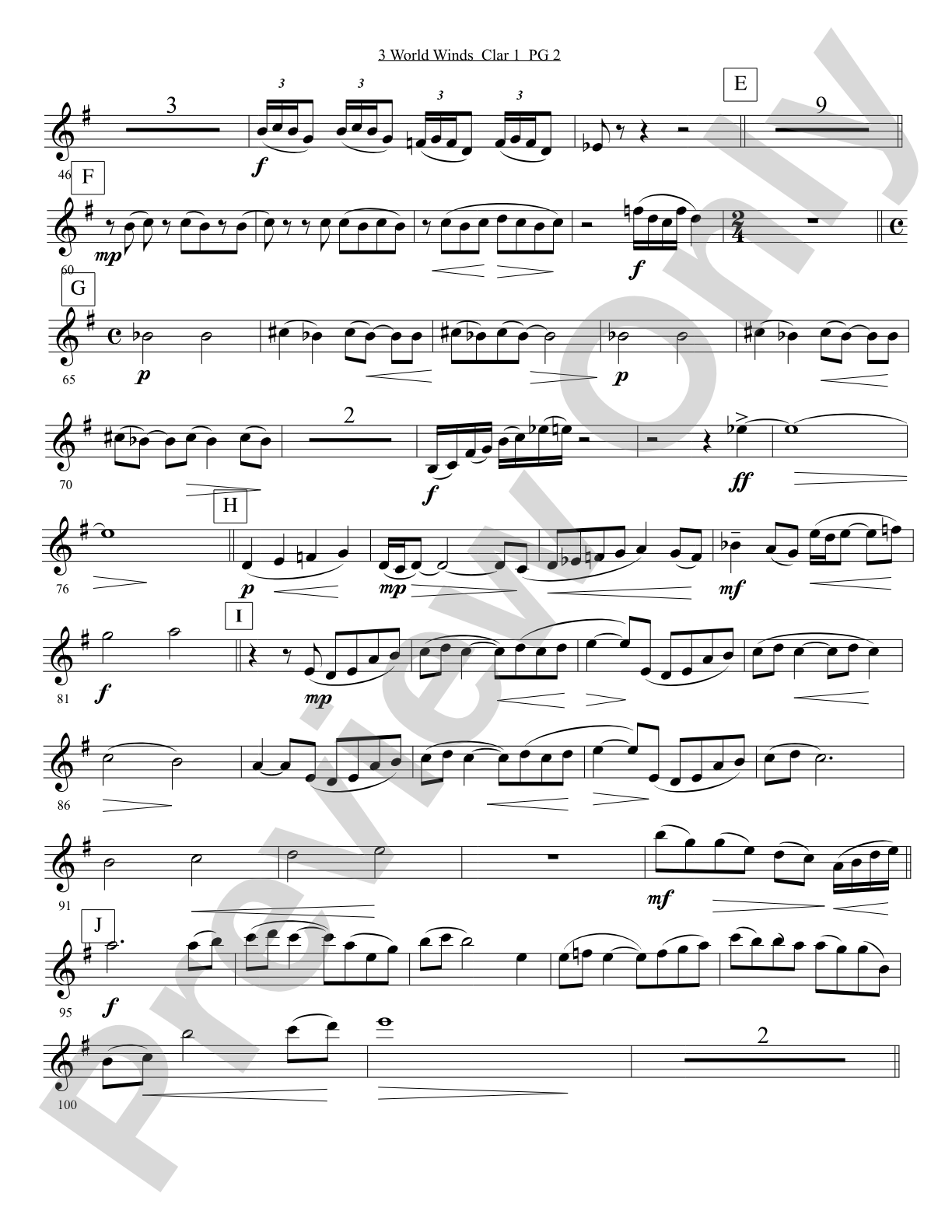 Three World Winds: 1st B-flat Clarinet