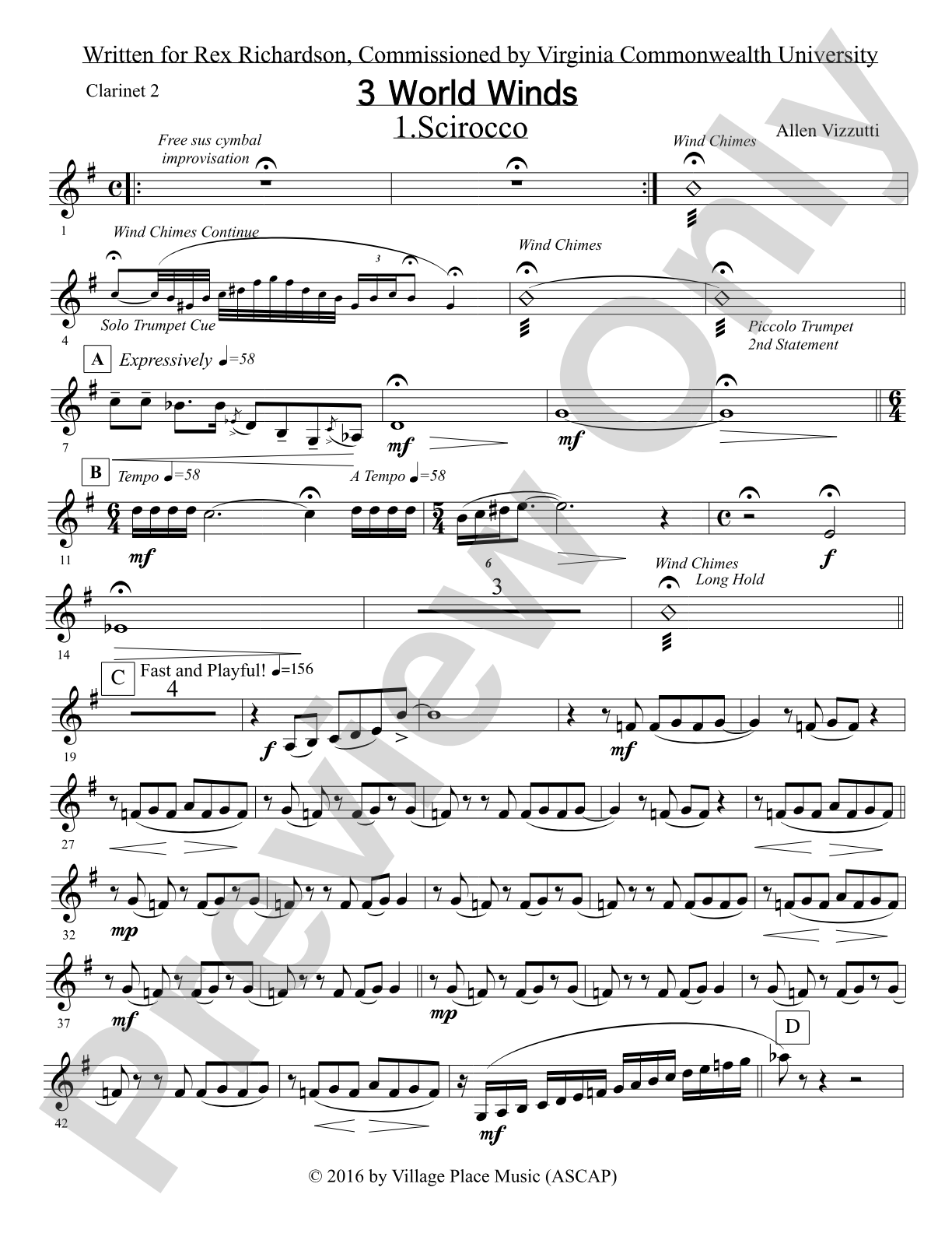 Three World Winds: 2nd B-flat Clarinet