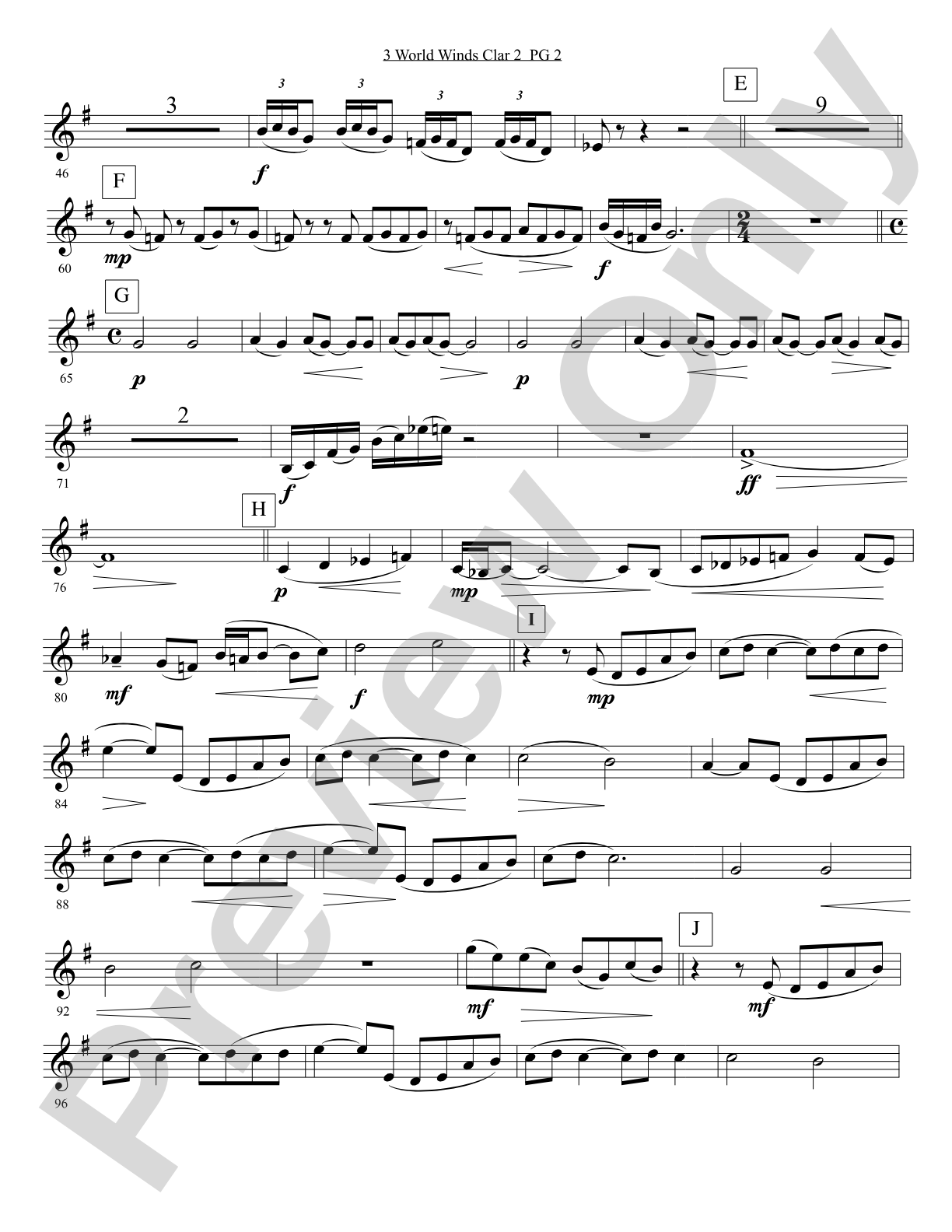 Three World Winds: 2nd B-flat Clarinet