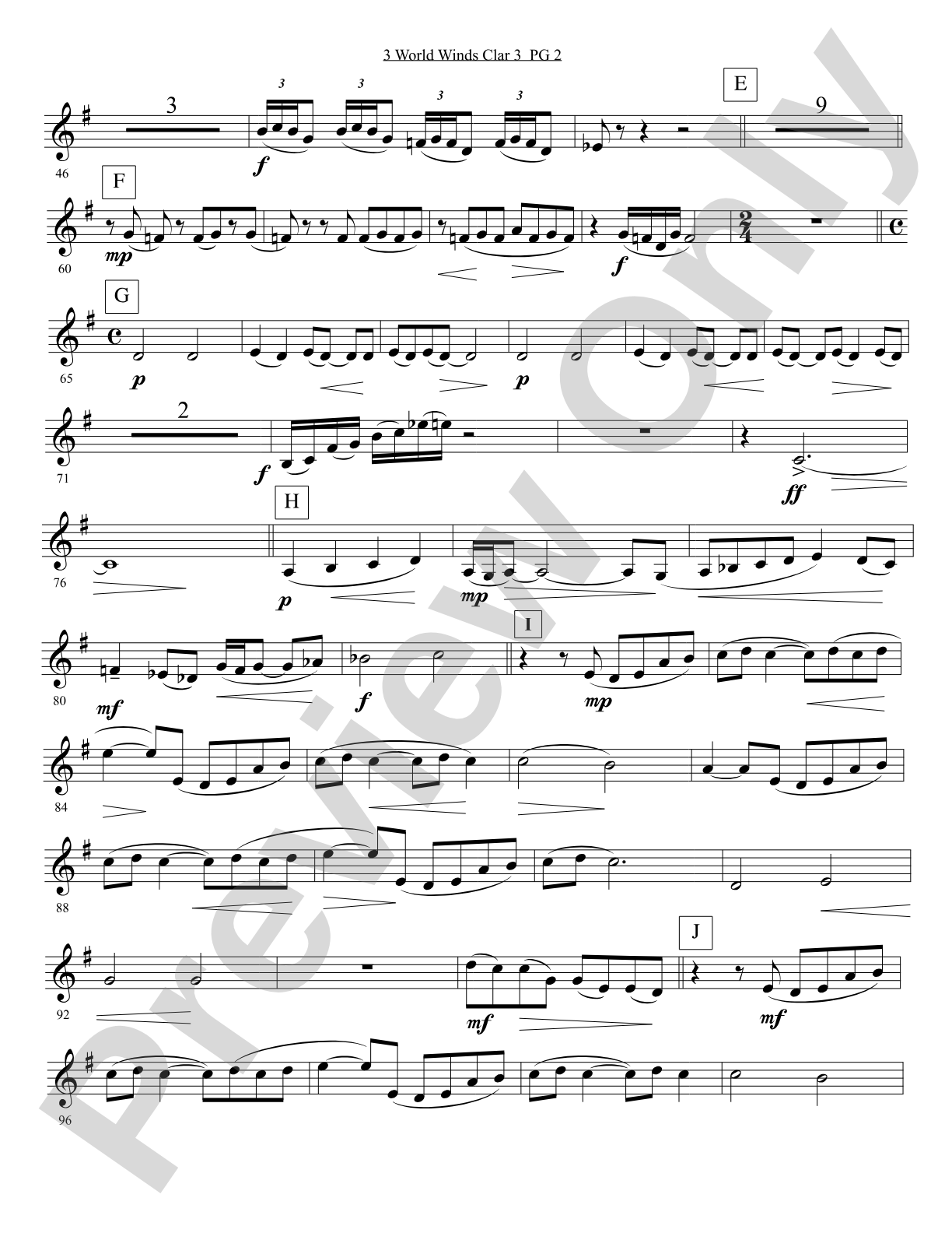 Three World Winds: 3rd B-flat Clarinet
