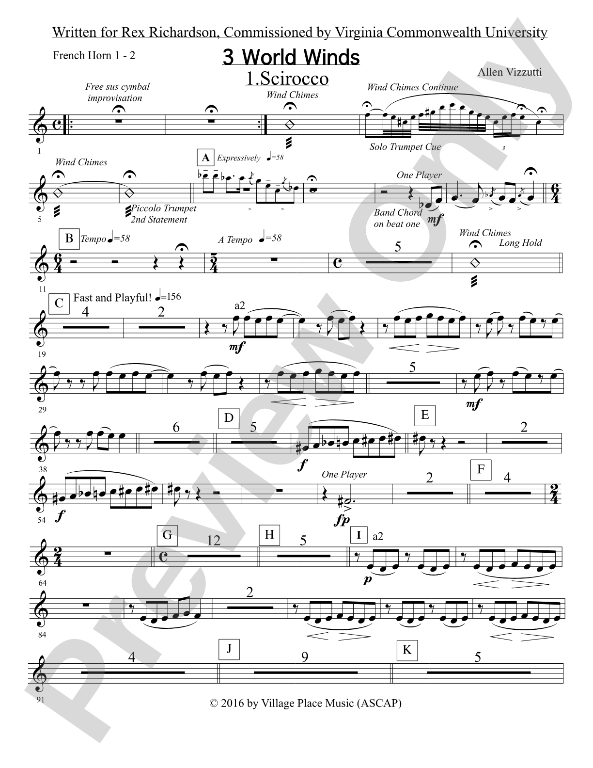 Three World Winds: 1st & 2nd Horn in F