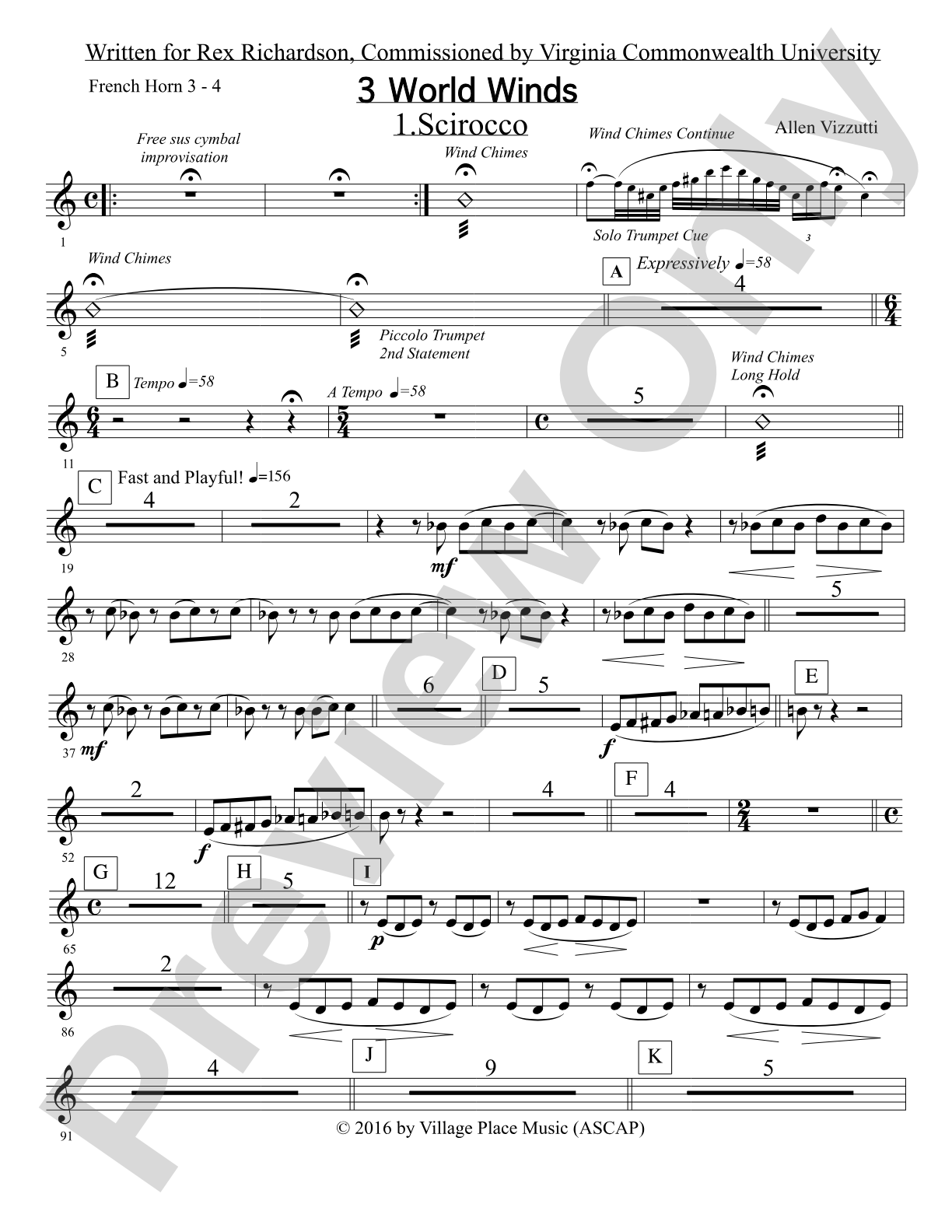 Three World Winds: 3rd & 4th Horn in F