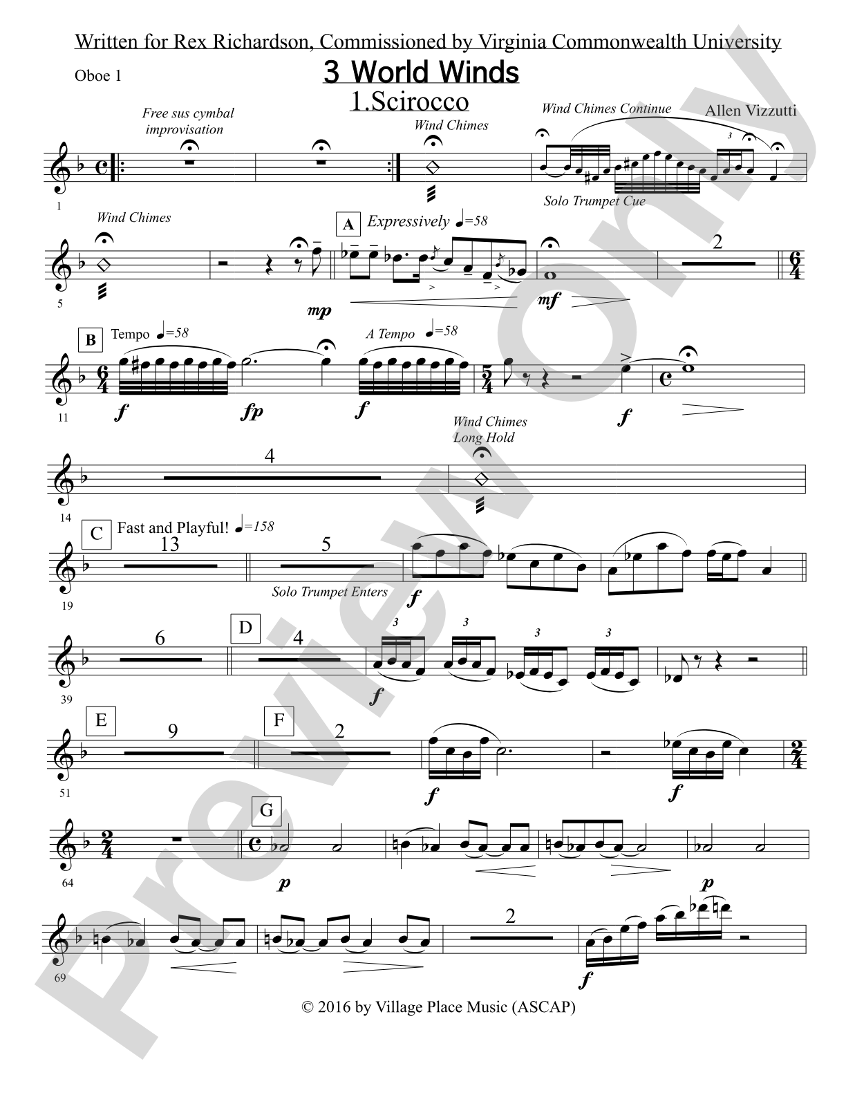 Three World Winds: 1st Oboe