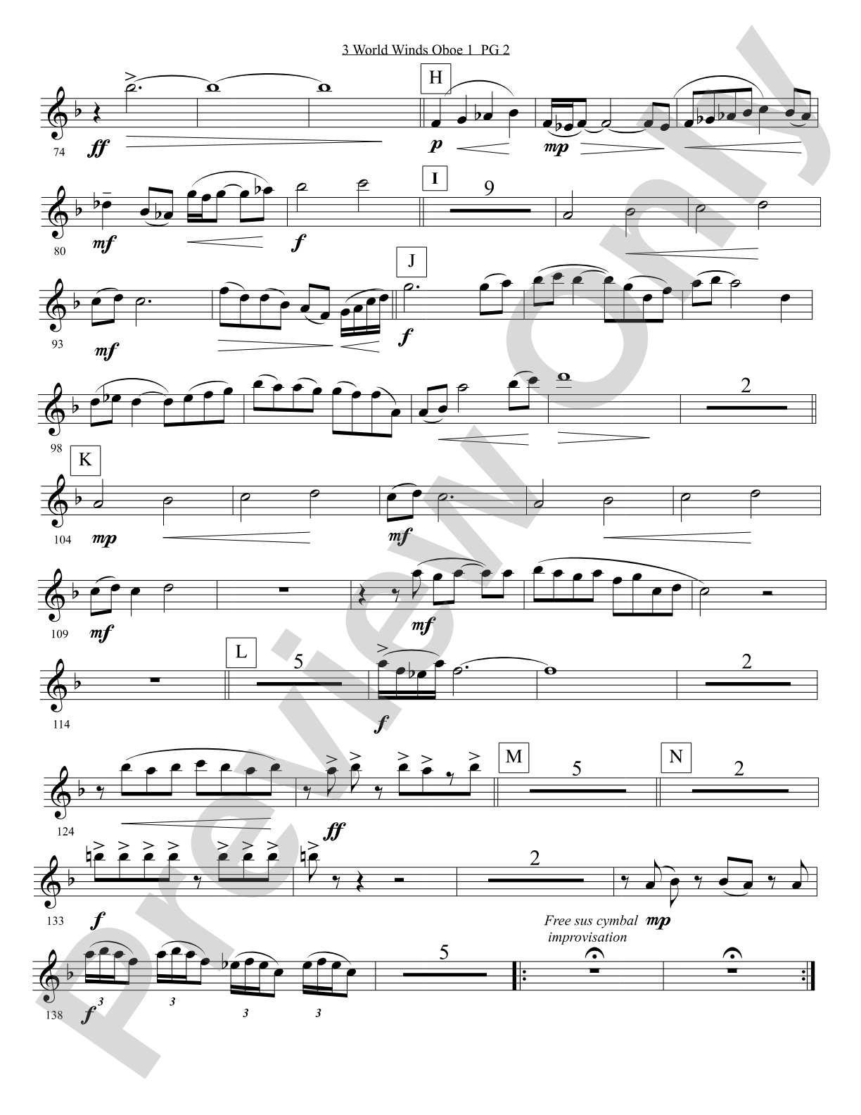 Three World Winds: 1st Oboe