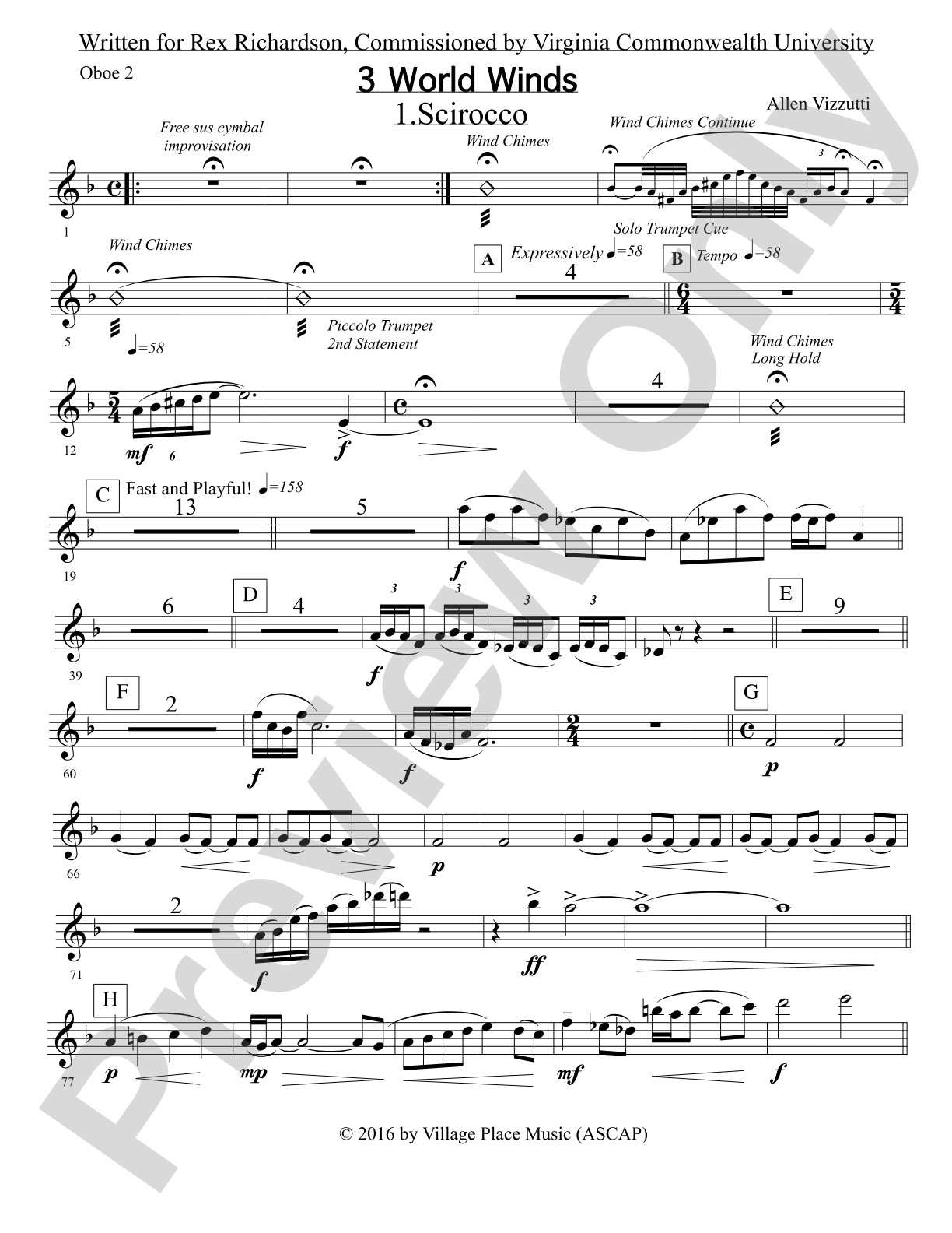 Three World Winds: 2nd Oboe
