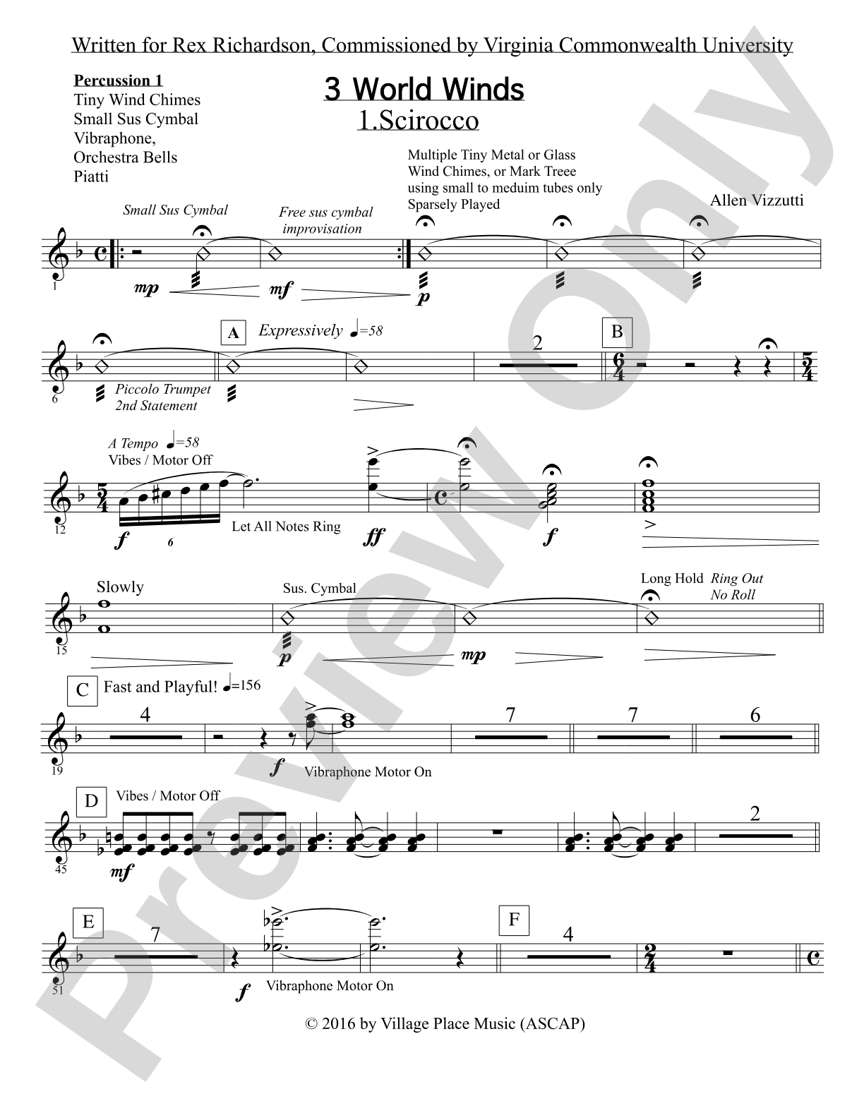 Three World Winds: Percussion 1