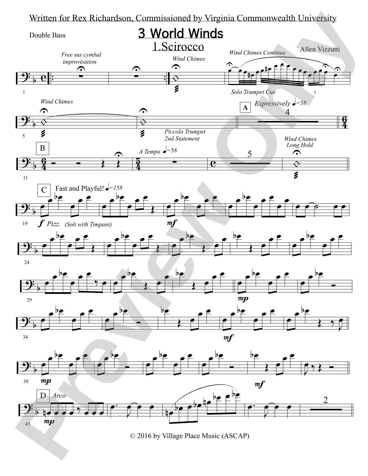 Three World Winds: String Bass