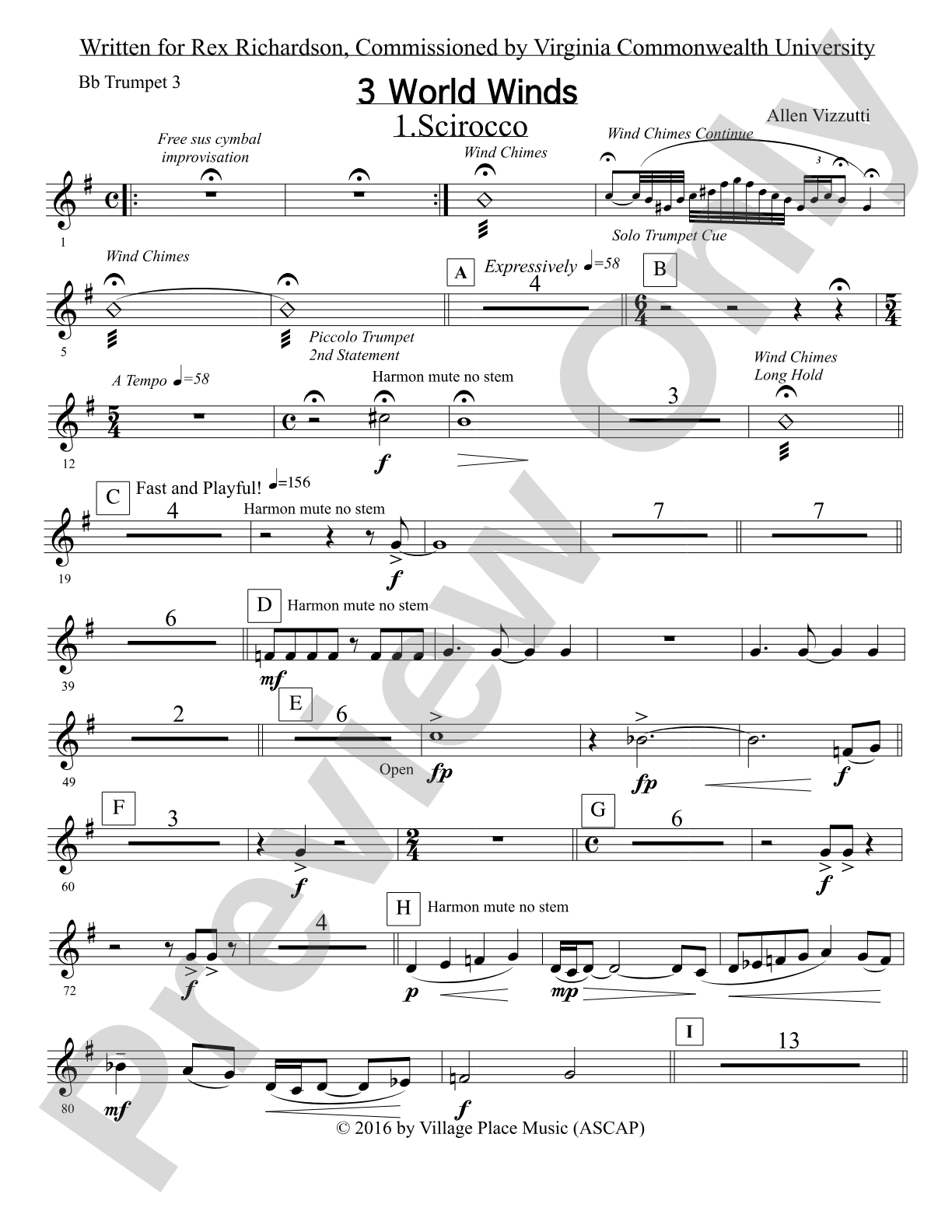 Three World Winds: 3rd B-flat Trumpet