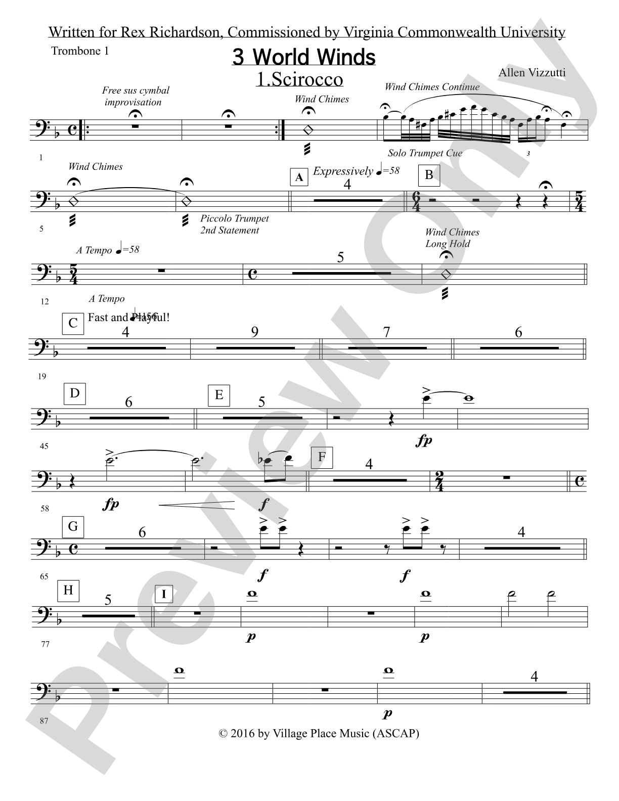 Three World Winds: 1st Trombone
