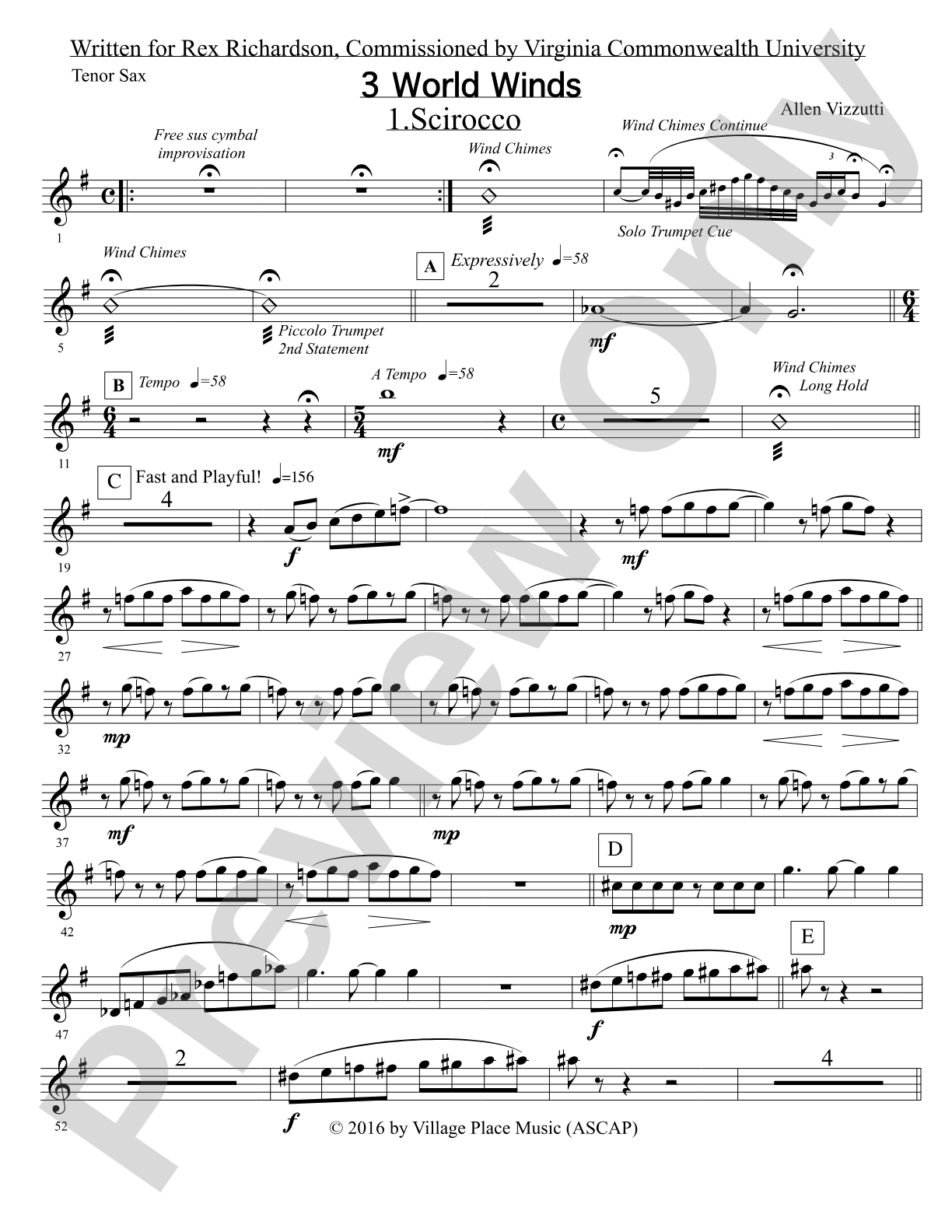 Three World Winds: B-flat Tenor Saxophone