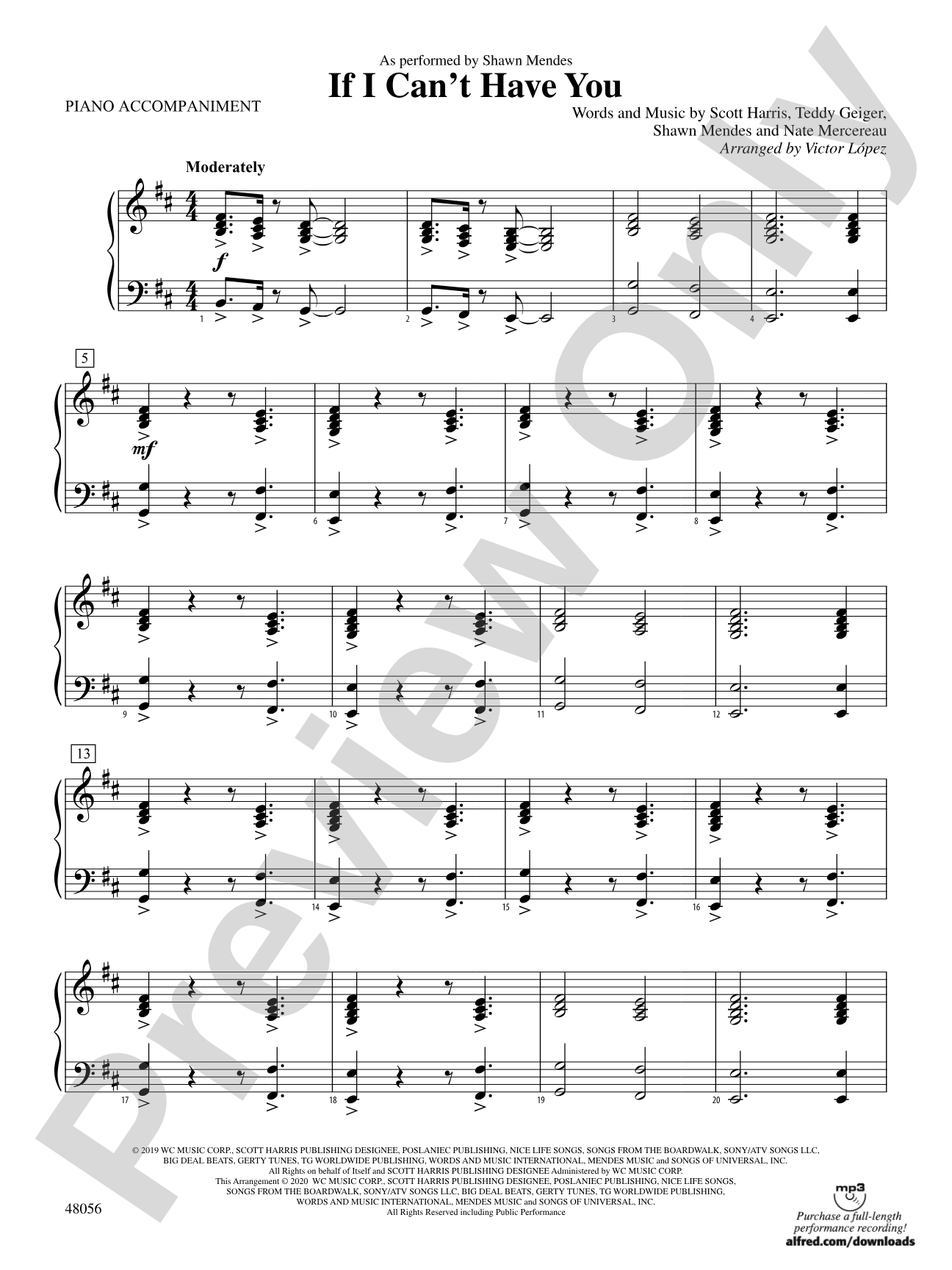 If I Can't Have You: Piano Accompaniment