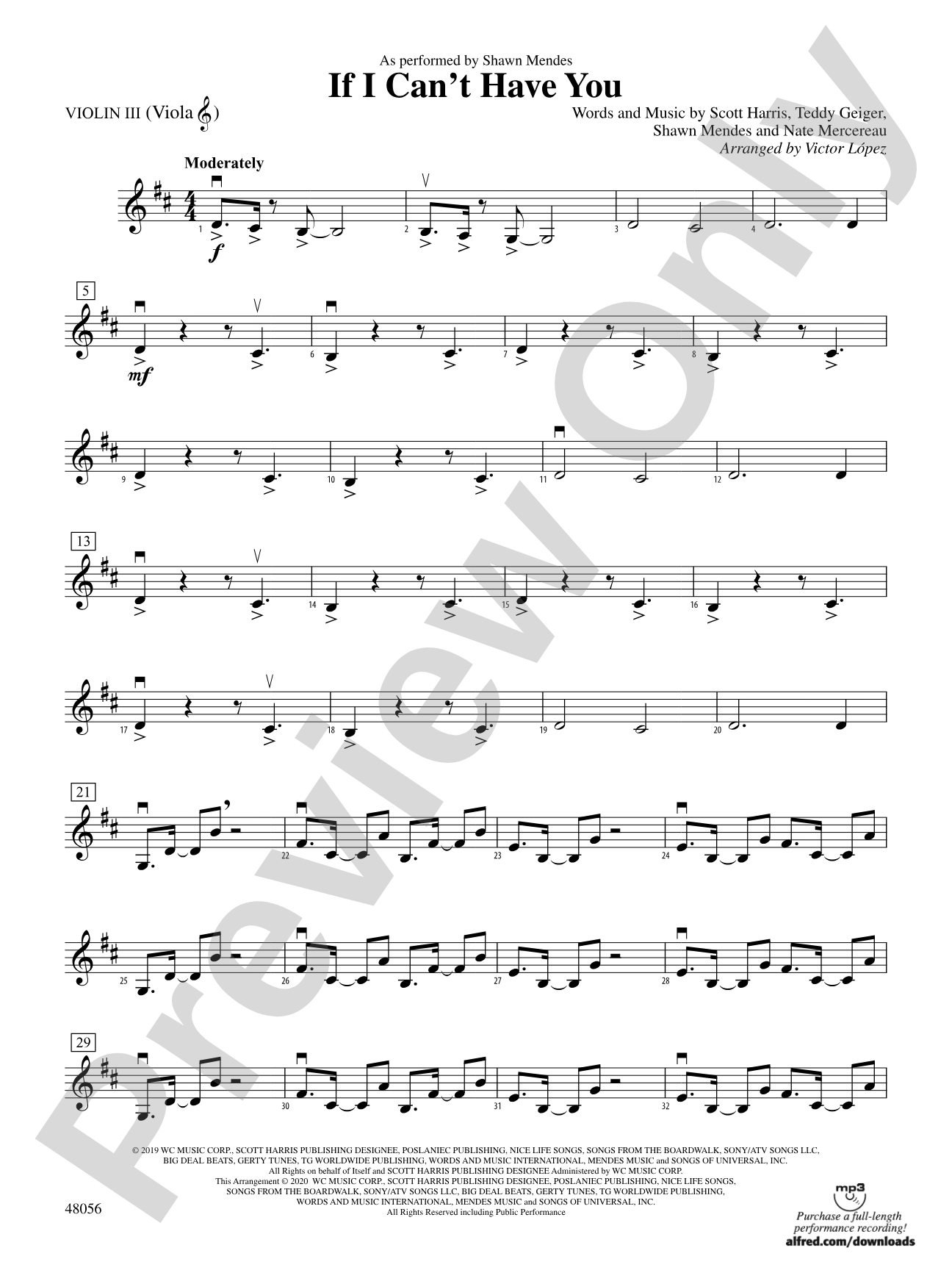 If I Can't Have You: 3rd Violin (Viola [TC])