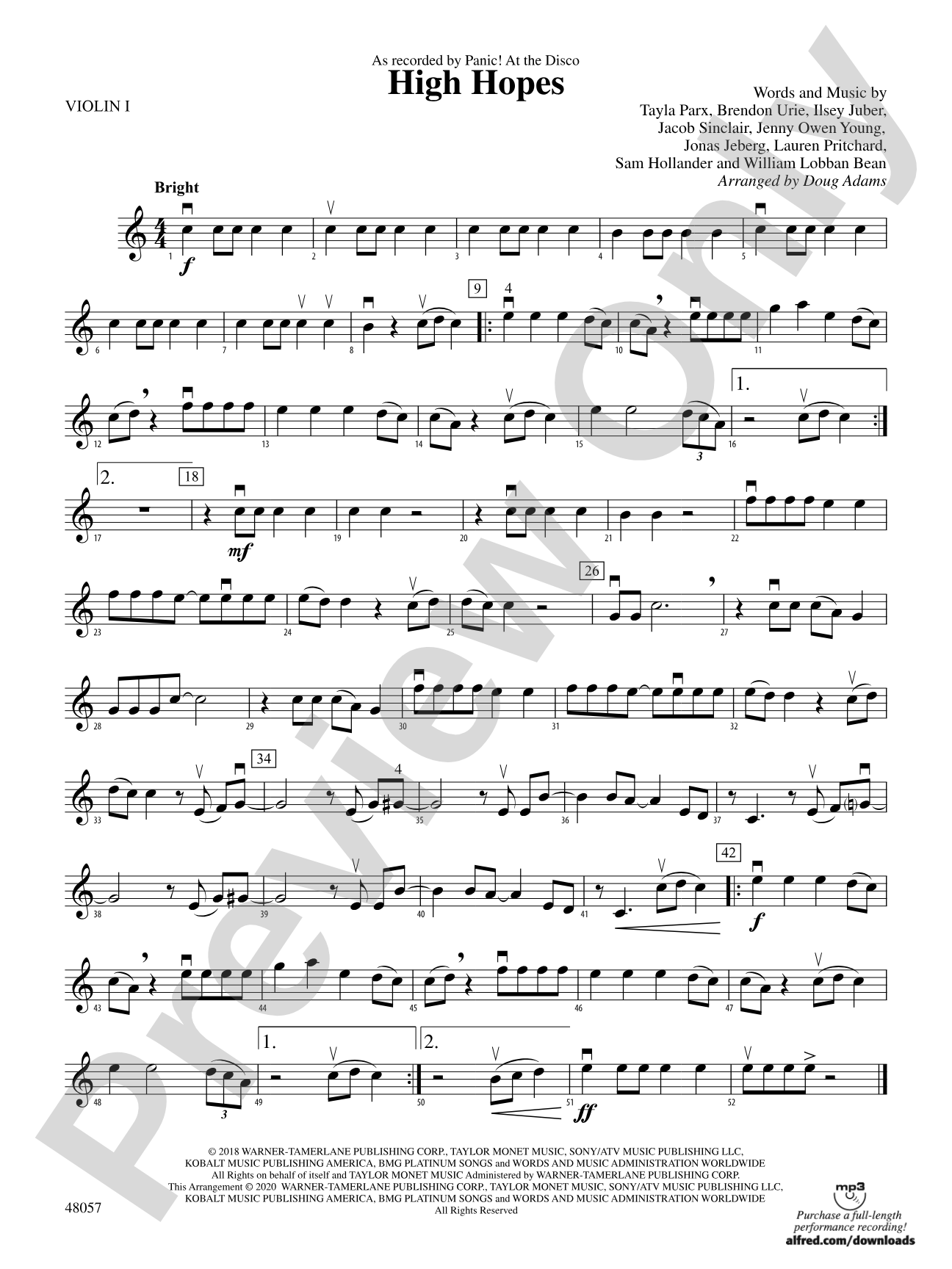 High Hopes: 1st Violin