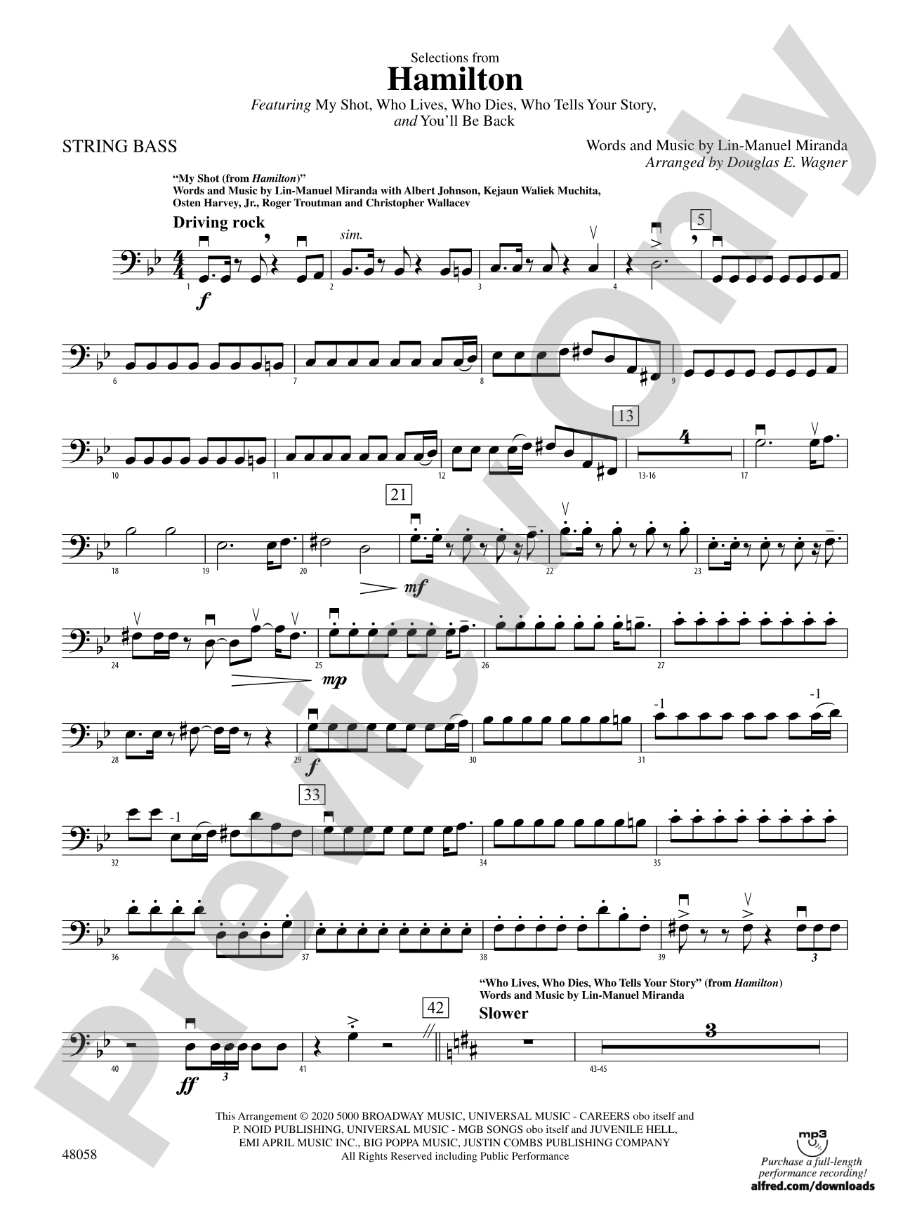 Selections from Hamilton: String Bass