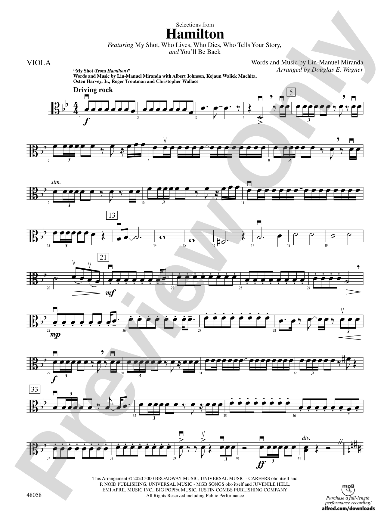Selections from Hamilton: Viola