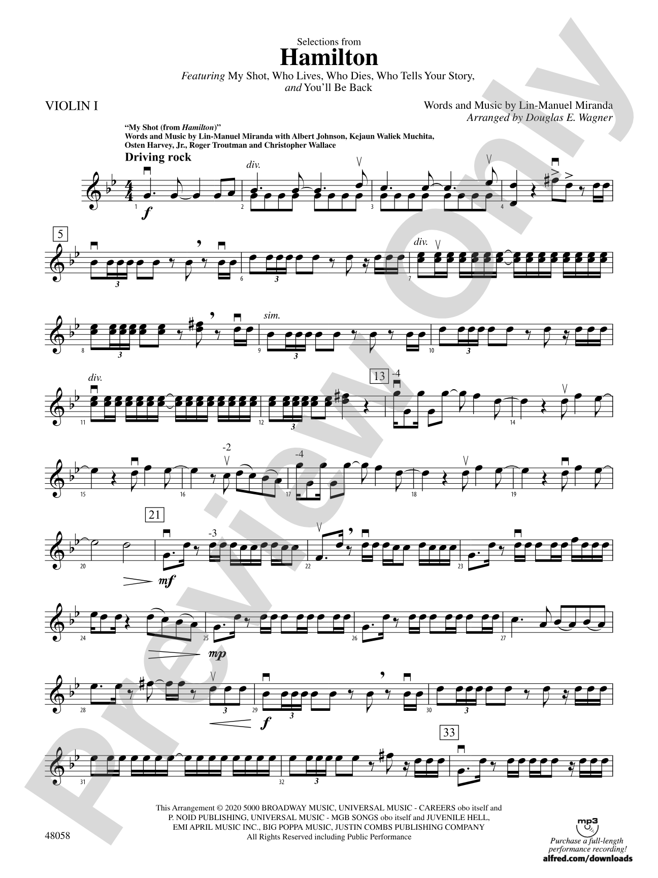 Selections from Hamilton: 1st Violin